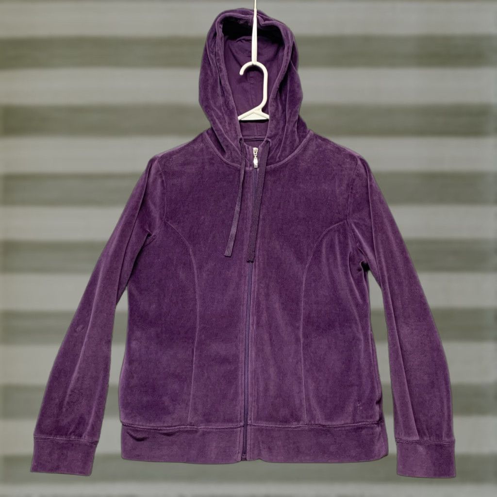 Vintage Danskin Now Jacket Womens Full Zip Hooded Plush Purple 2-Pockets Size Large Size S / US 4 / IT 40 - 1 Thumbnail