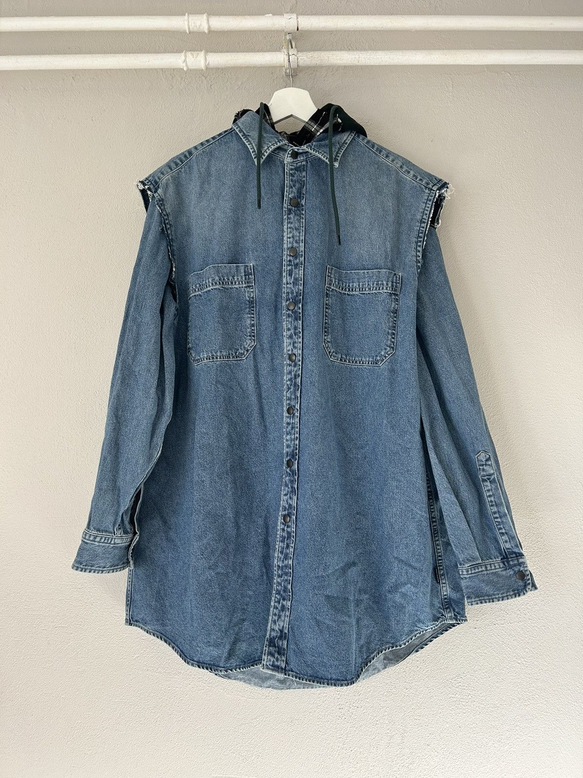 Balenciaga Layered Denim and Flannel Shirt w/ Removable Denim Vest Size US M / EU 48-50 / 2 - 1 Thumbnail