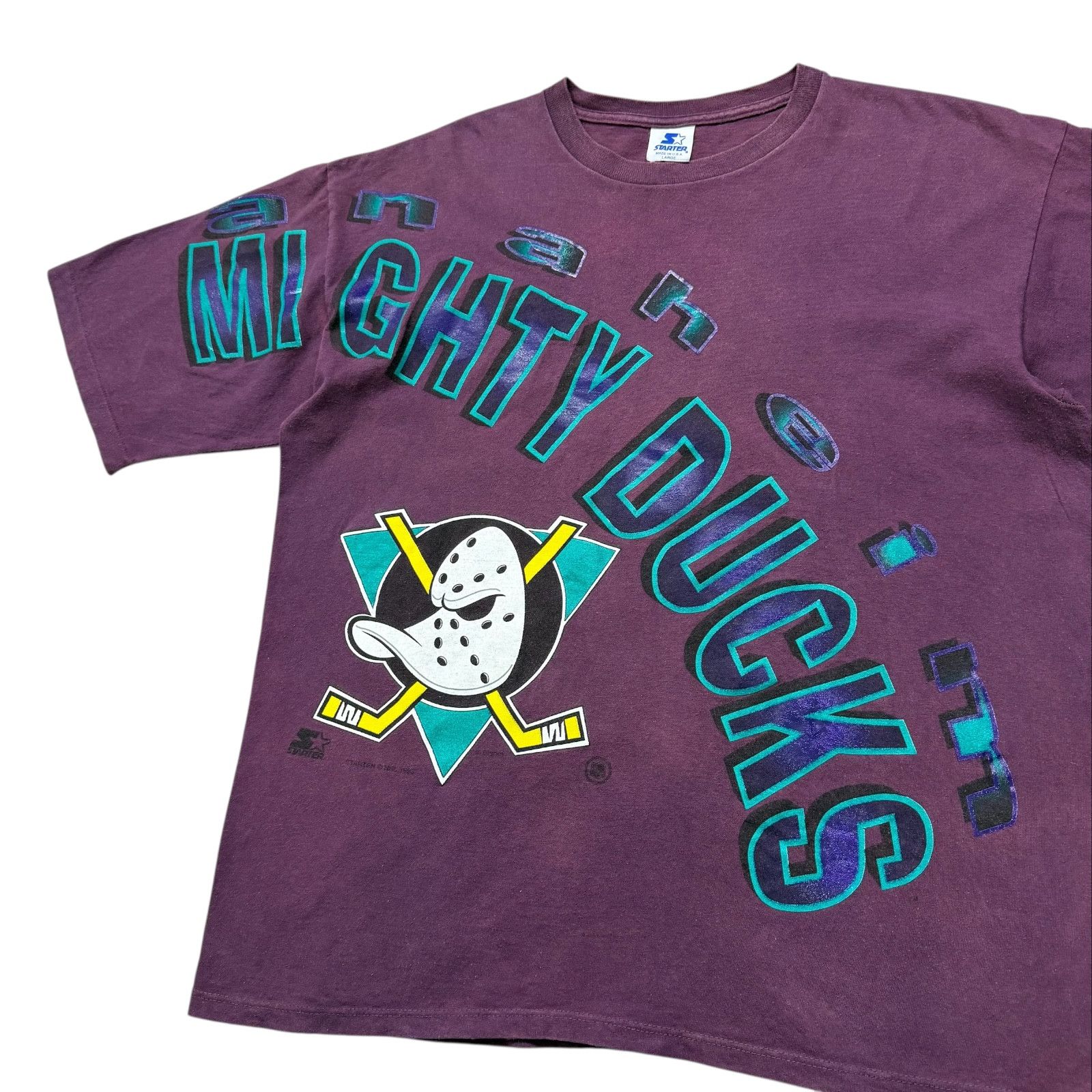 NHL VTG 90s MIGHTY DUCKS ANAHEIM 1993 STARTER AOP T-SHIRT Size US L / EU 52-54 / 3 - 2 Thumbnail