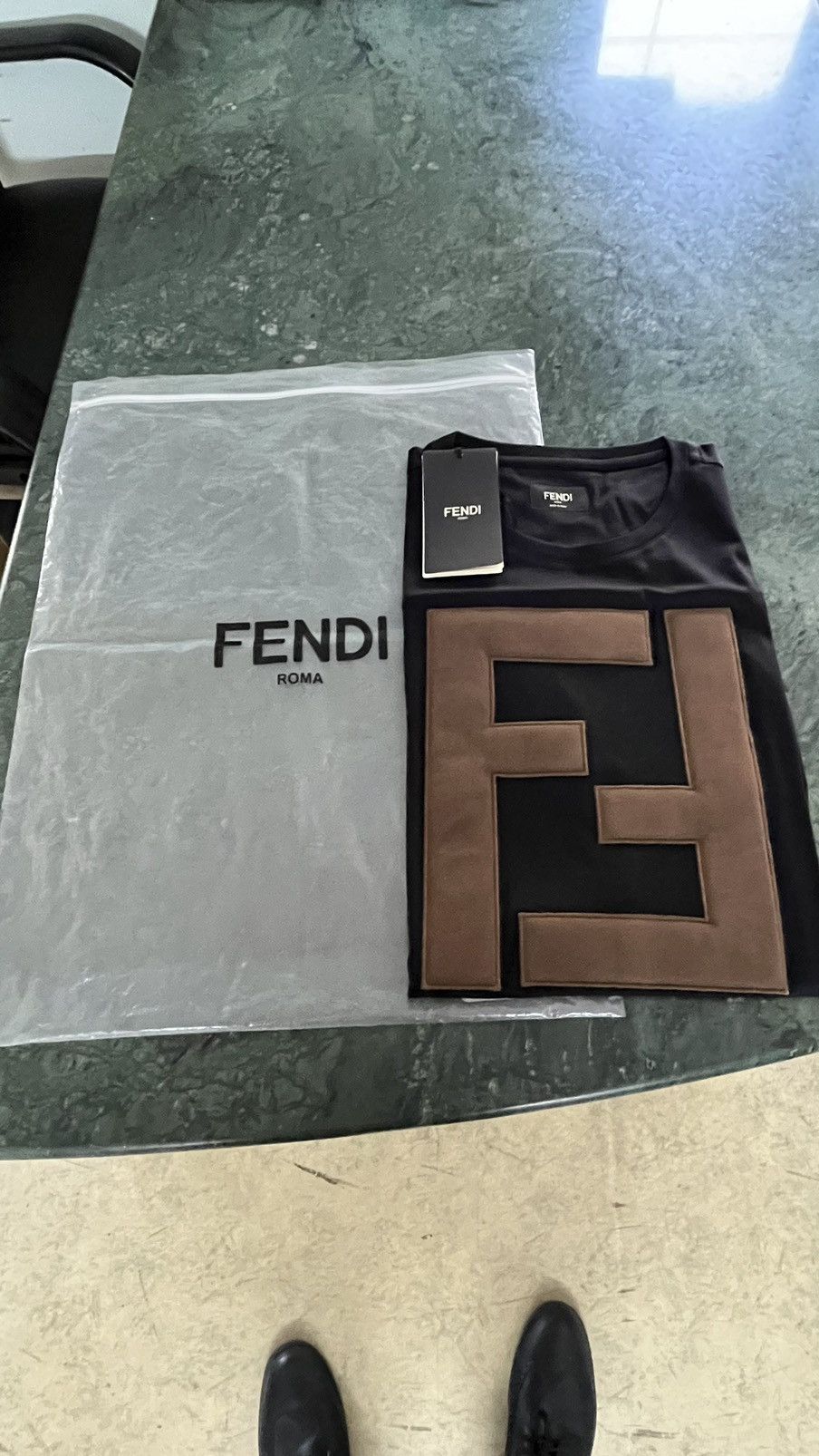 Fendi Fendi FF logo tshirt big leather logo New with tags Size US S / EU 44-46 / 1 - 1 Thumbnail