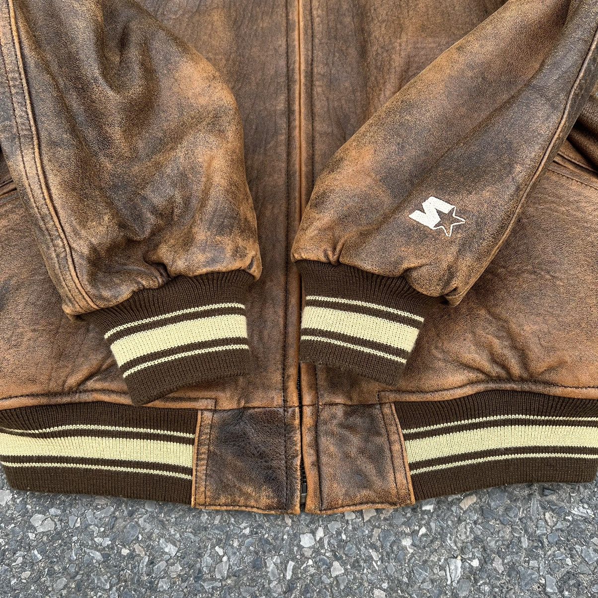 Genuine Leather × Starter × Vintage Vintage 90s Chicago White Sox by Starter Leather Jacket Size US L / EU 52-54 / 3 - 8 Thumbnail
