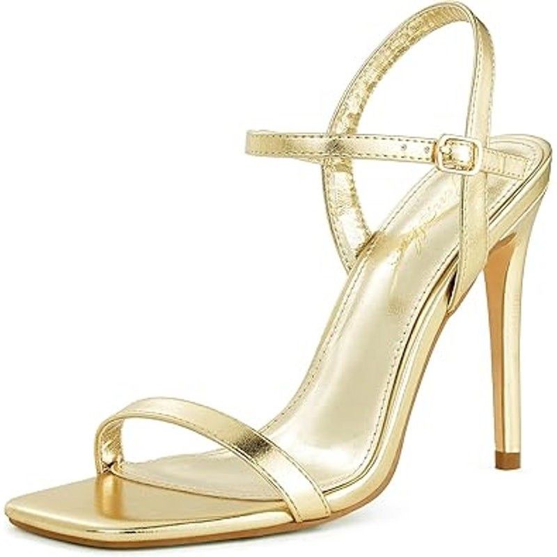 Other Genshuo Women's Size 6 Shiny Gold Open Toe Heels Sandals Size US 6 / IT 36 - 5 Thumbnail