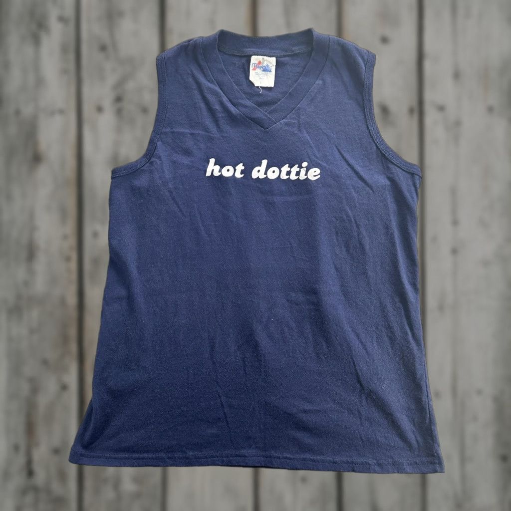Vintage VINTAGE Majestic Shirt Mens L Navy Blue Hot Dottie Tank Top Sleeveless USA 90s Size US L / EU 52-54 / 3 - 1 Thumbnail