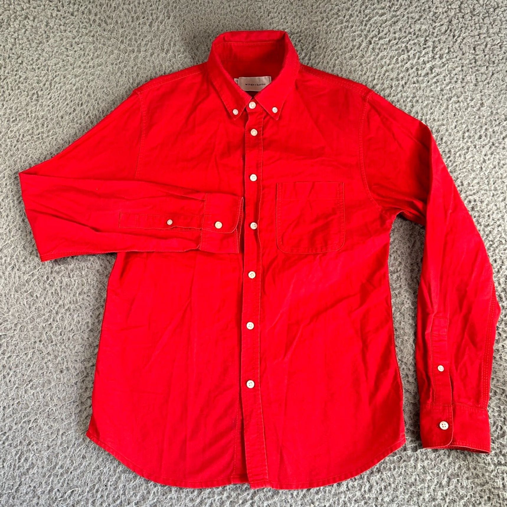 Vintage Wings+Horns Shirt Men's Small Red Knit Button Down Long Sleeve Size US S / EU 44-46 / 1 - 3 Thumbnail
