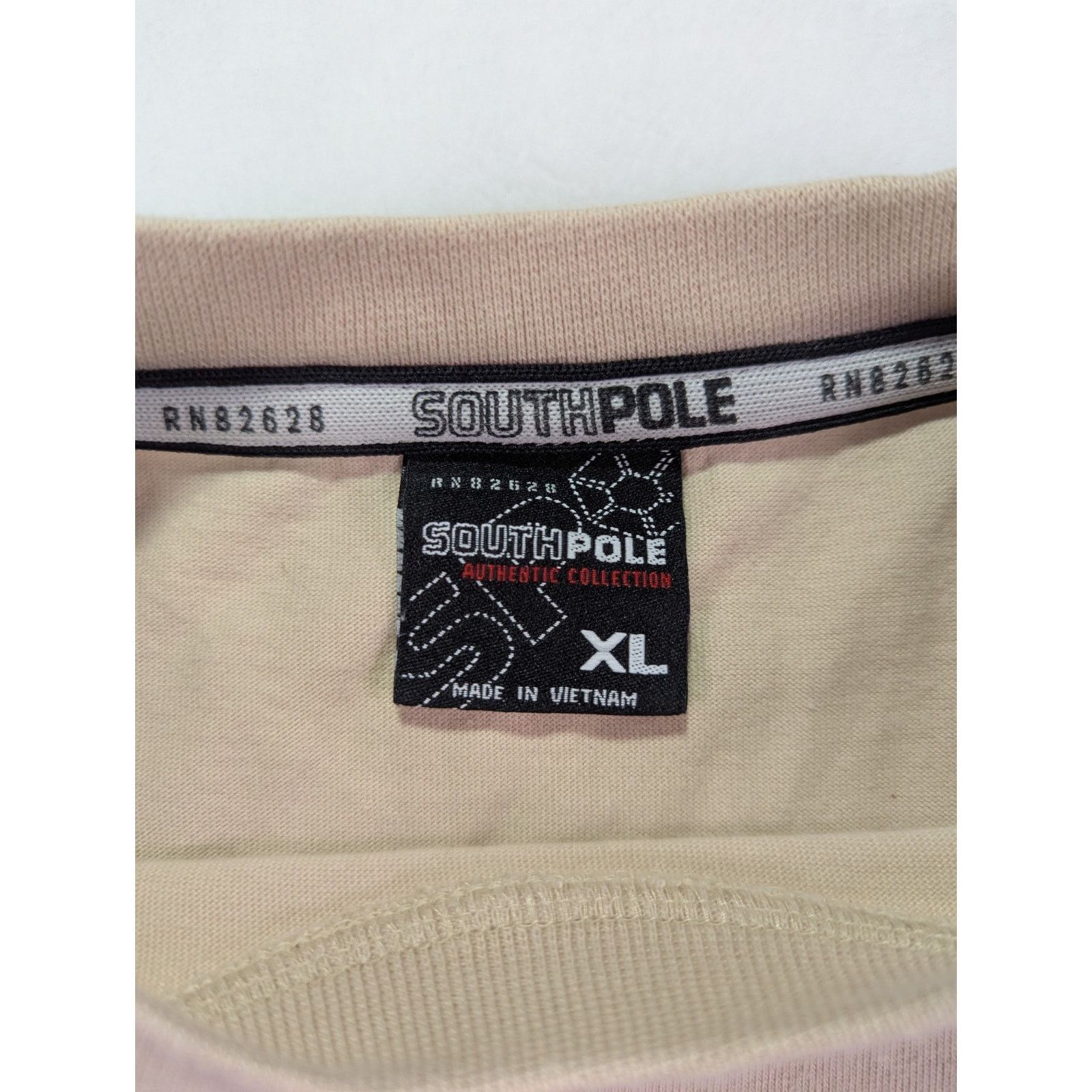 Southpole Sz XL Tan & White VTG Y2K Embroidered Logo Colorblock Size US XL / EU 56 / 4 - 4 Thumbnail