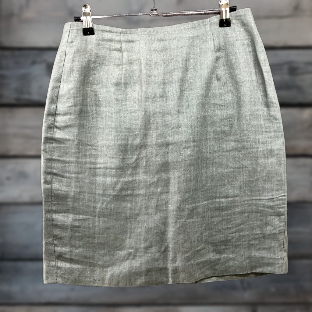 Vintage VINTAGE Pencil Skirt Size 27'' Waist 100% Linen Sage Green Career Formal Woman Skirt Knee Length Green Mens? Girls? Size 27" / US 4 / IT 40 - 1 Thumbnail