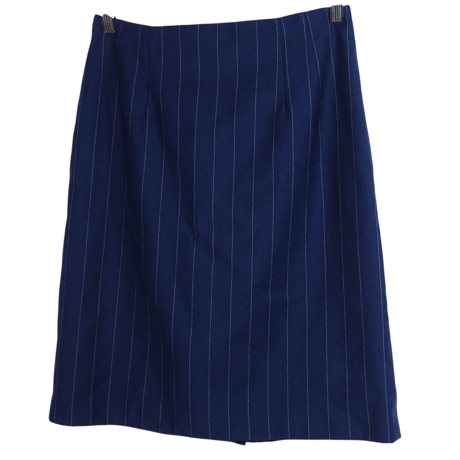 Other Vintage JG Hook Navy Blue Wool Pinstripe Pencil Skirt 12 Size 34" / US 12 / IT 48 - 1 Thumbnail
