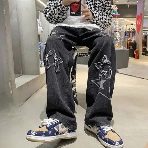 Japanese Brand Manami x Rena Black Color STAR Graphic Denim Jeans Size US 30 / EU 46 - 4 Thumbnail