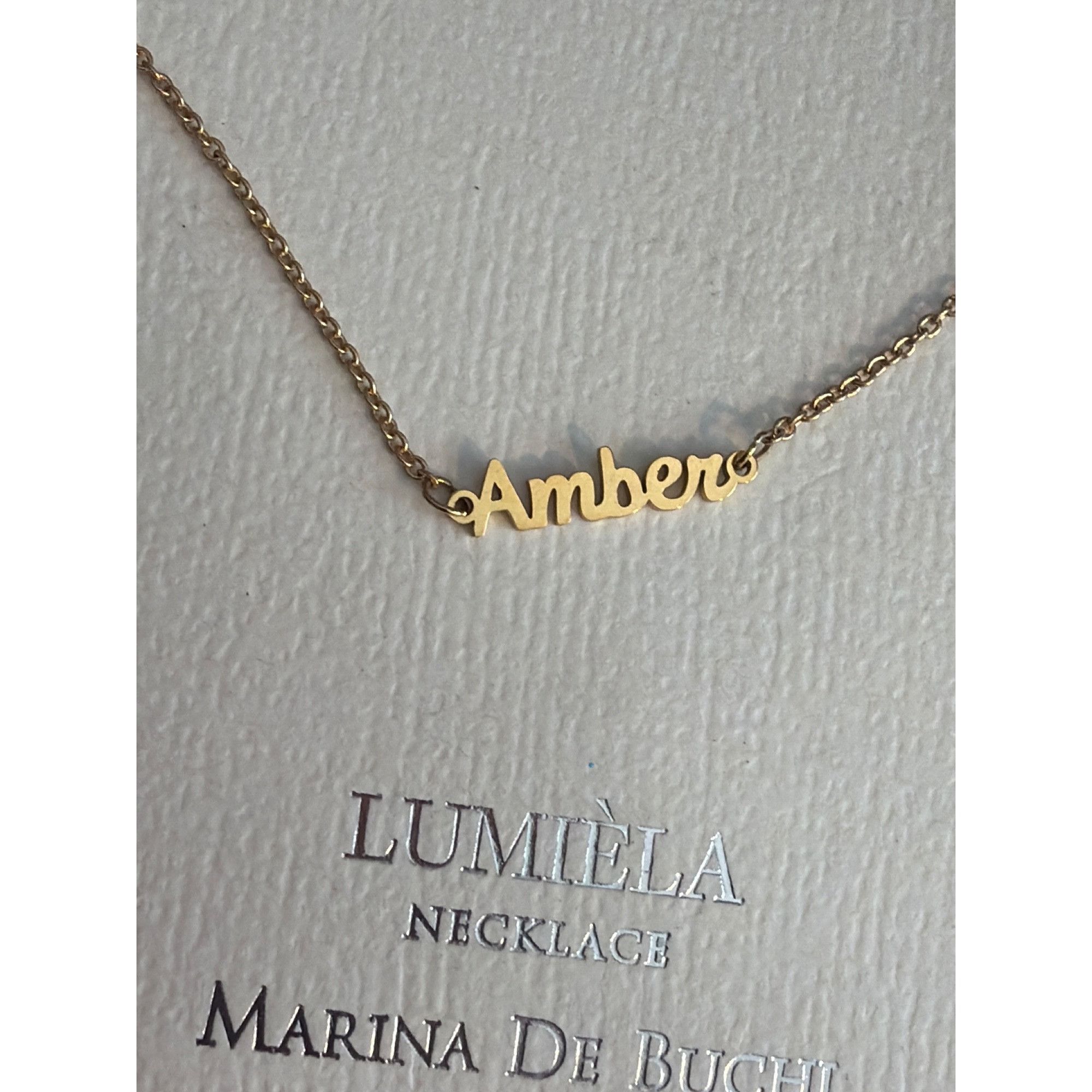 Other Amber Name Necklace Marina De Buchi Gold Finish Adjustable 1 Size ONE SIZE - 2 Thumbnail