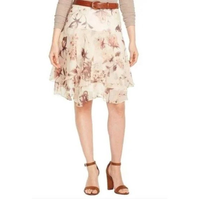 Lauren Ralph Lauren NWT LAUREN RALPH LAUREN FLORAL RUFFLED GEORGETTE SKIRT-Sz 16 Size 38" / US 16 / IT 52 - 1 Thumbnail