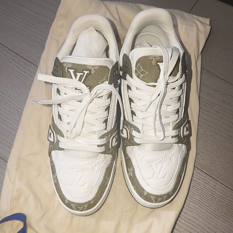 Louis Vuitton Louis Vuitton Green Canvas Leather Trainer Sneakers - Size US 8.5 / IT 38.5 - 2 Thumbnail