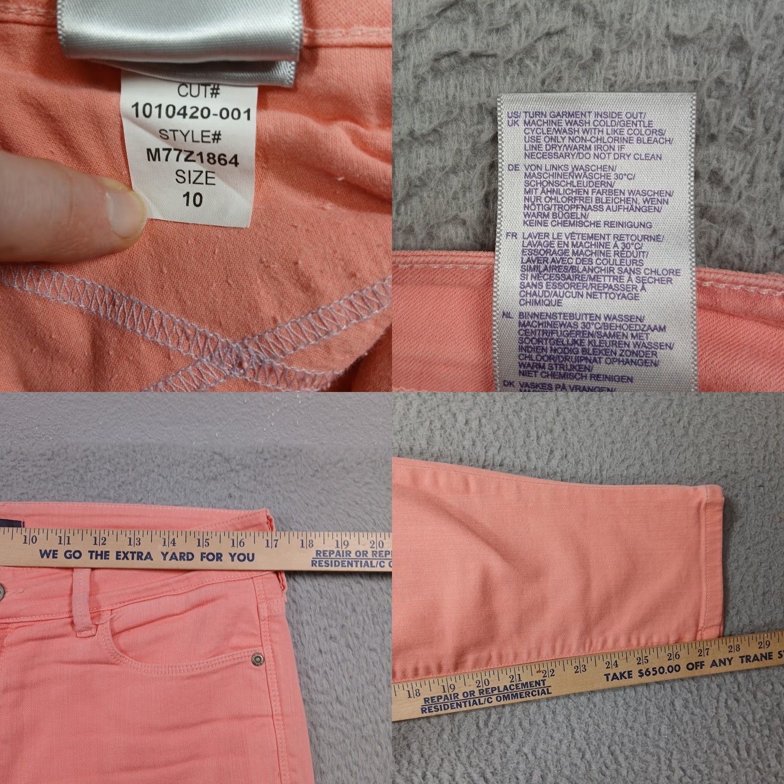 NYDJ NYDJ Alina Convertible Ankle Jeans Women 10 Coral Pink Lift Tuck Stretch EUC Size 32" / US 10 / IT 46 - 8 Thumbnail