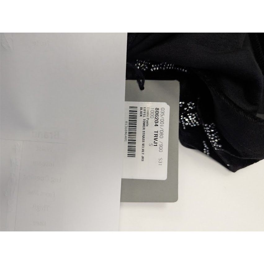 Balenciaga o1rshd1 Eiffel Tower Strass Velvet Elastic Pants in Black Size 30" / US 8 / IT 44 - 21 Thumbnail