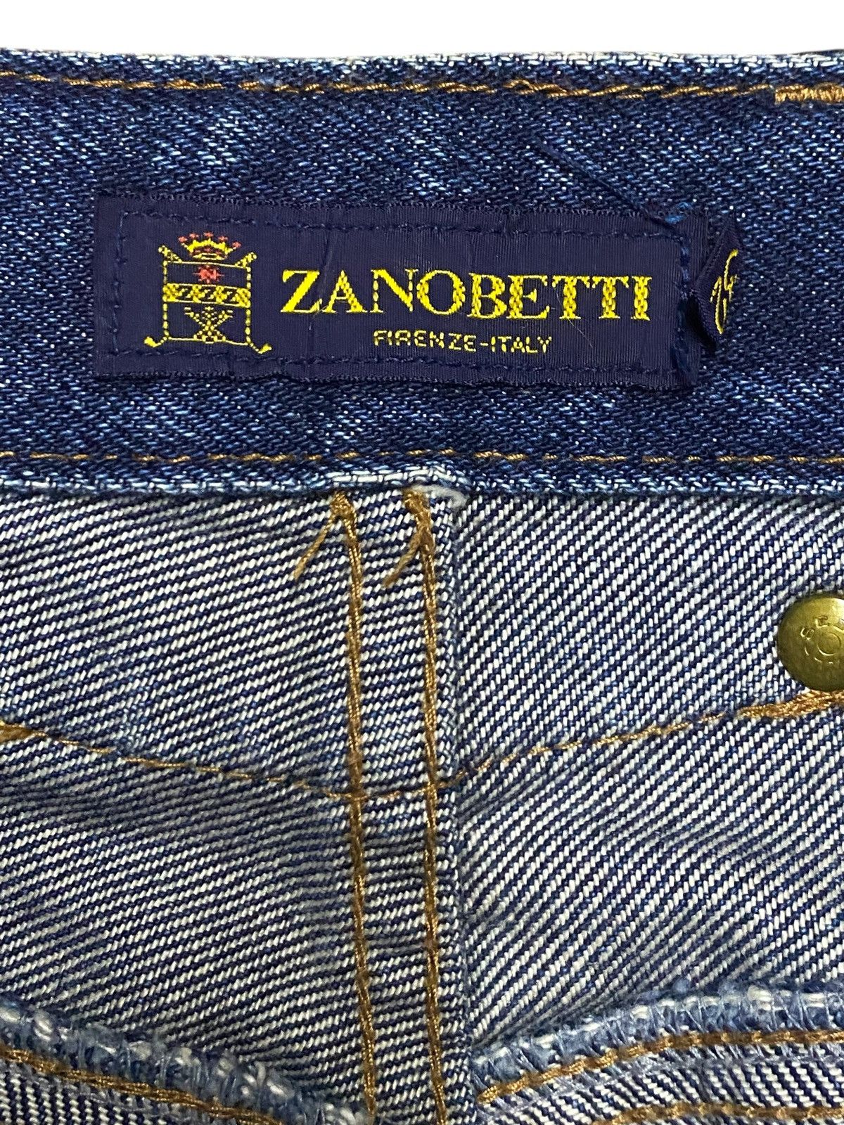 Zanetti Vintage Zanobetti Blue Wash Embroidery Pocket Loose Jeans Size US 31 - 12 Thumbnail