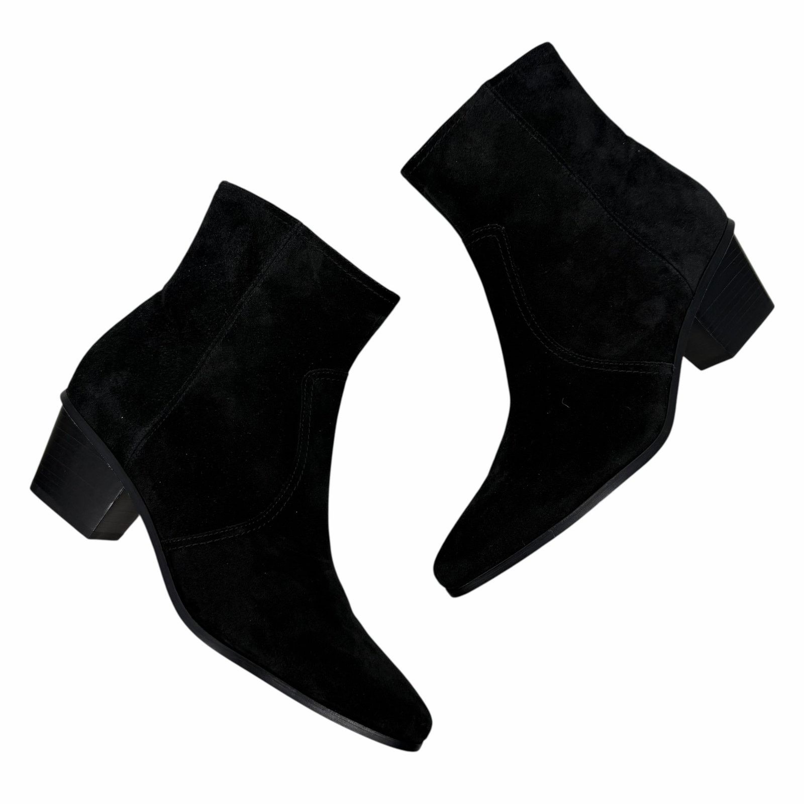 Veronica Beard Veronica Beard Ames Suede Block Heel Ankle Boots Black 8M Size US 8 / IT 38 - 6 Thumbnail