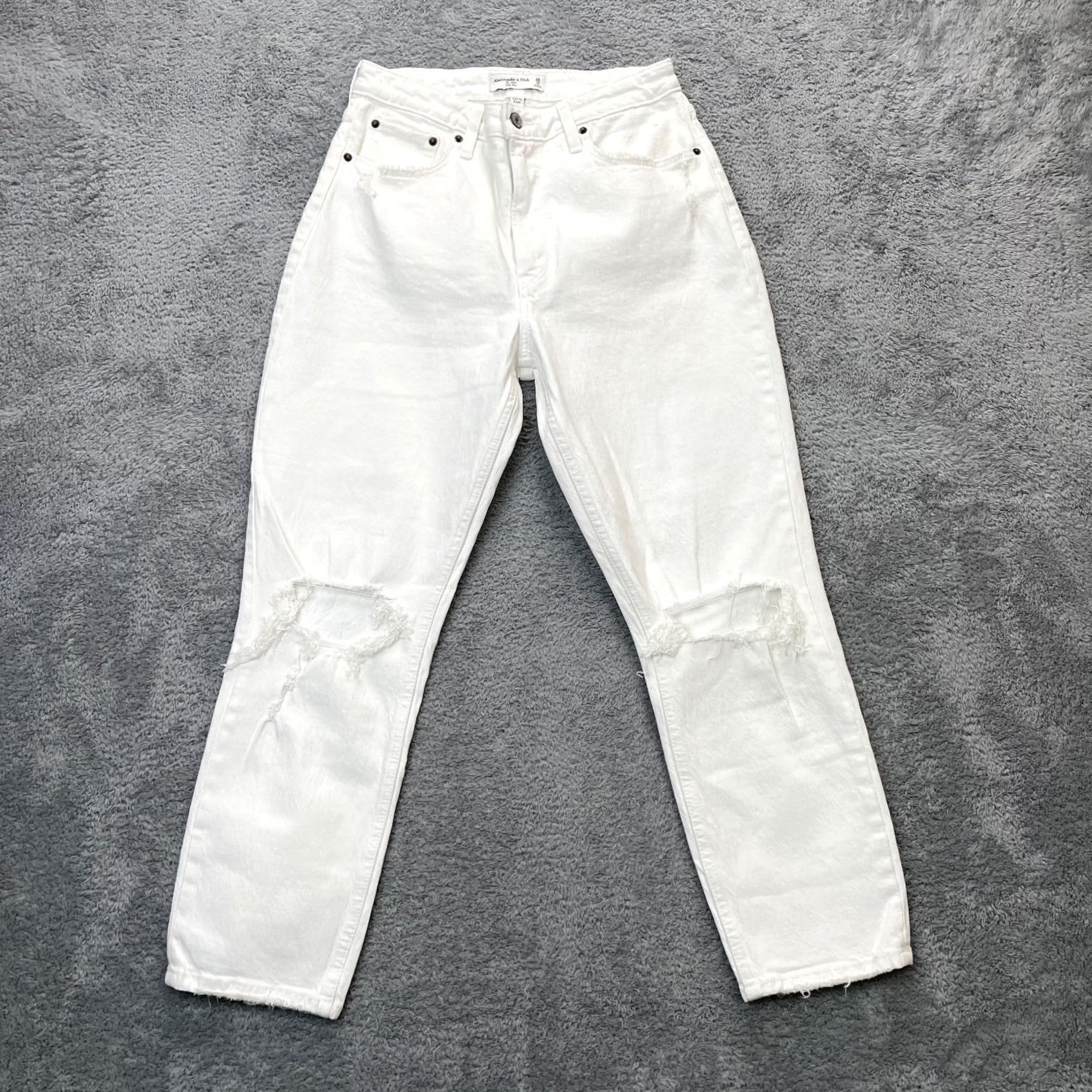 Abercrombie & Fitch Abercrombie & Fitch Jeans Womens 28 White Mom High Rise Curve Love Stretch Regular 5-Pocket Denim Inseam 25in Zipper Button Cotton Spandex Size 28" / US 6 / IT 42 - 2 Thumbnail