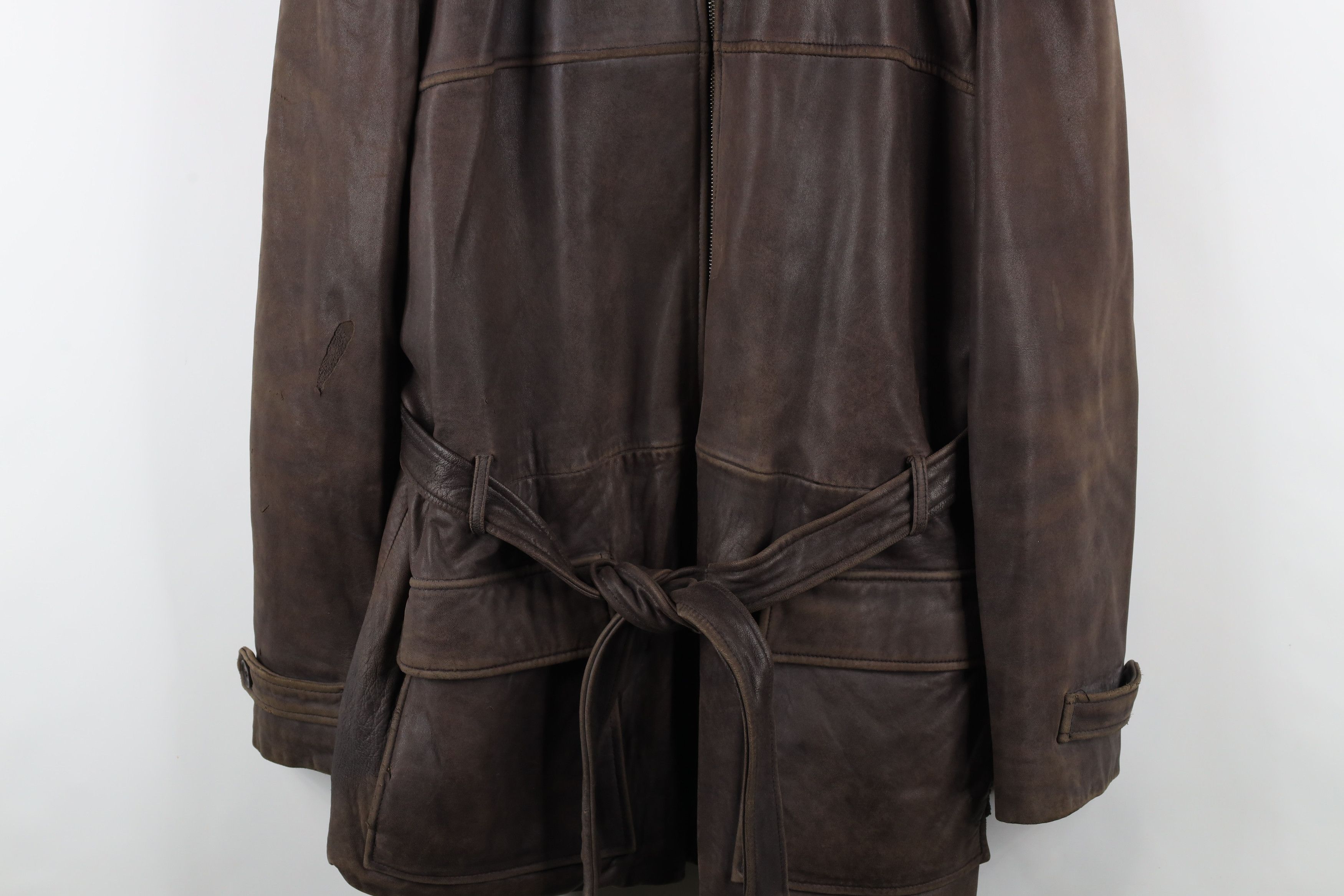 Vintage Vintage 90s Streetwear Belted Leather Motorcycle Jacket Size US XXL / EU 58 / 5 - 3 Thumbnail