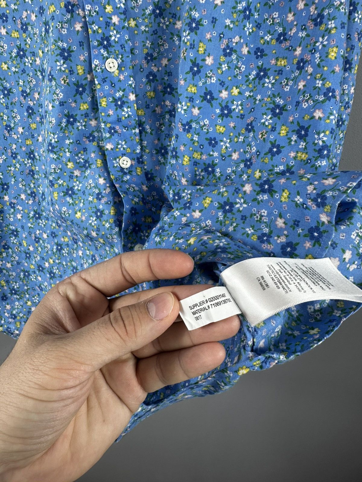 Designer POLO RALPH LAUREN Button Down Shirt Men Large Poplin Floral Size US L / EU 52-54 / 3 - 6 Thumbnail