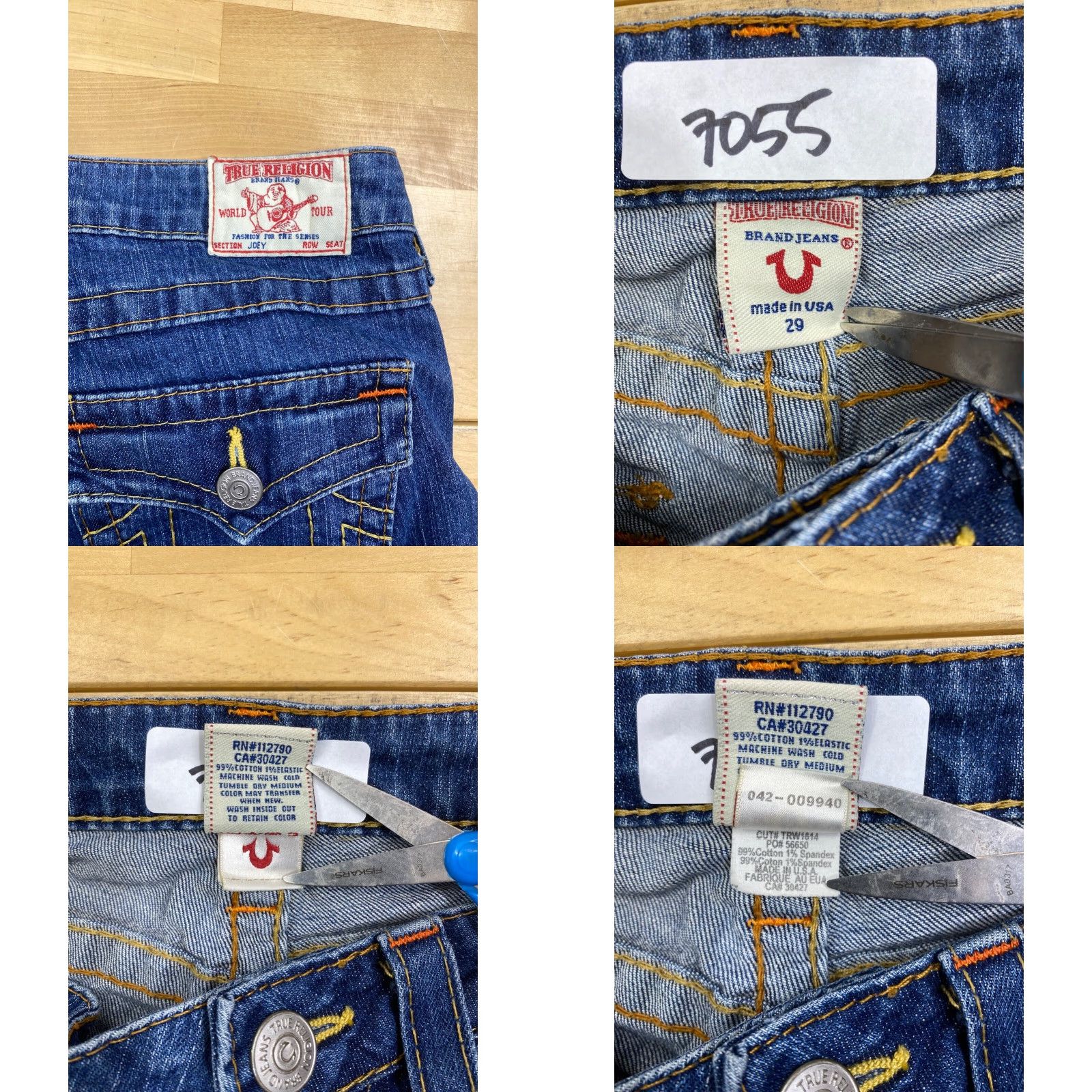 True Religion True Religion Jeans Shorts Mens 29 Casual 12" Inseam Blue Denim Cut Offs Flats Front 7055 Size US 29 - 8 Thumbnail