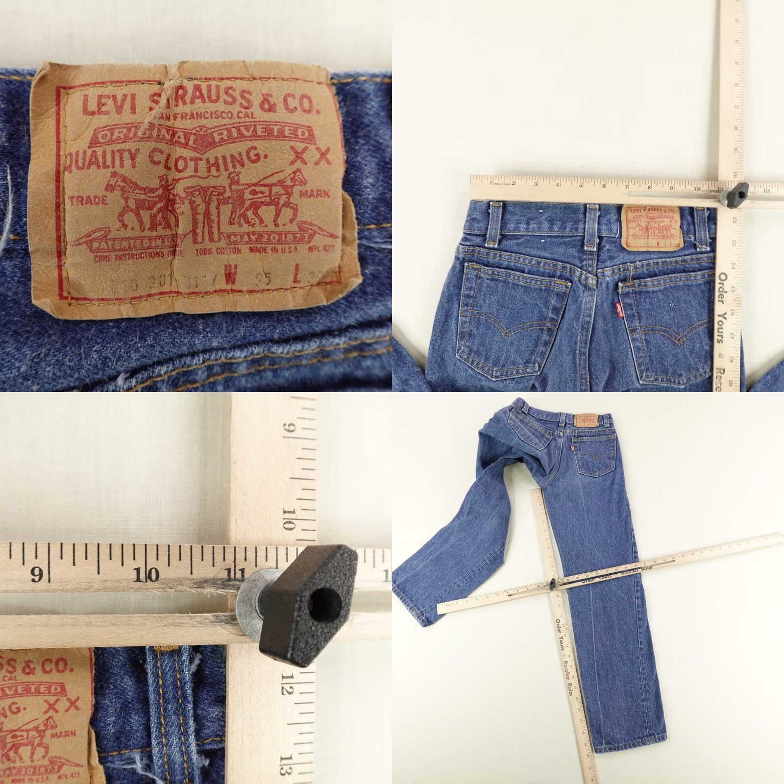 Levi's VINTAGE Levi's 301 Jeans Womens 25x30 Blue Denim Button Fly Straight Leg USA 80s Size 42" / US 20 - 8 Thumbnail
