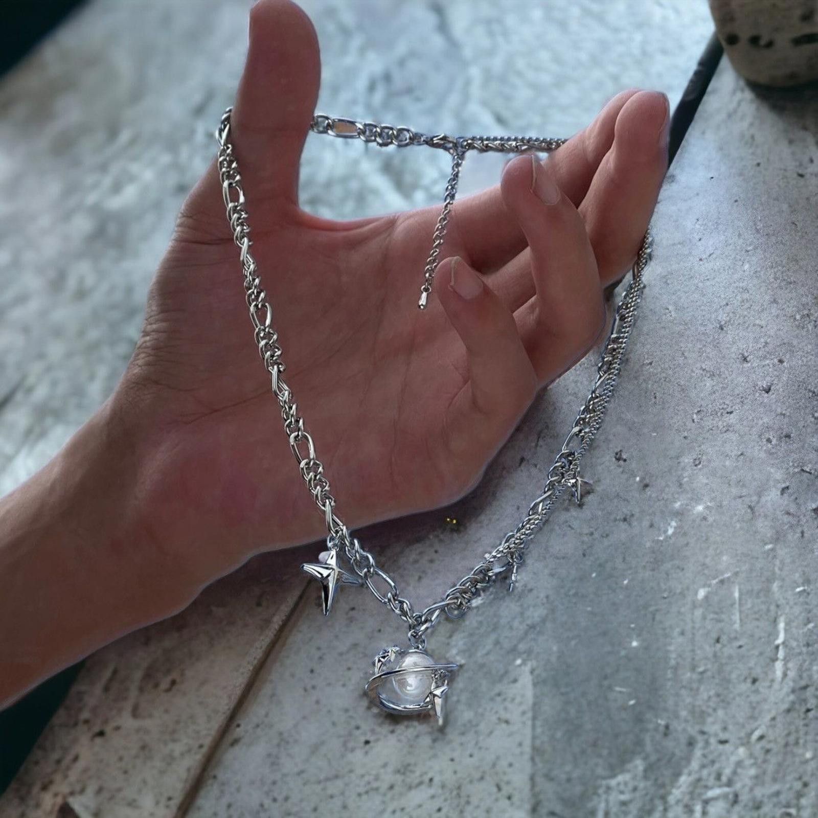 Jewelry Saturn Charm Chain Necklace Size ONE SIZE - 4 Thumbnail