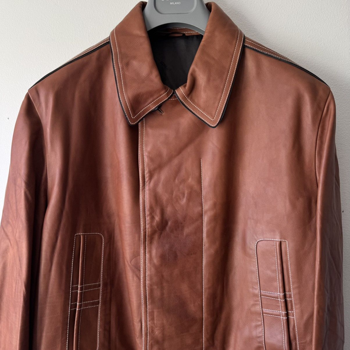 Hermes Hermes Brown/Orange Calf Leather Overcoat Size US L / EU 52-54 / 3 - 2 Thumbnail