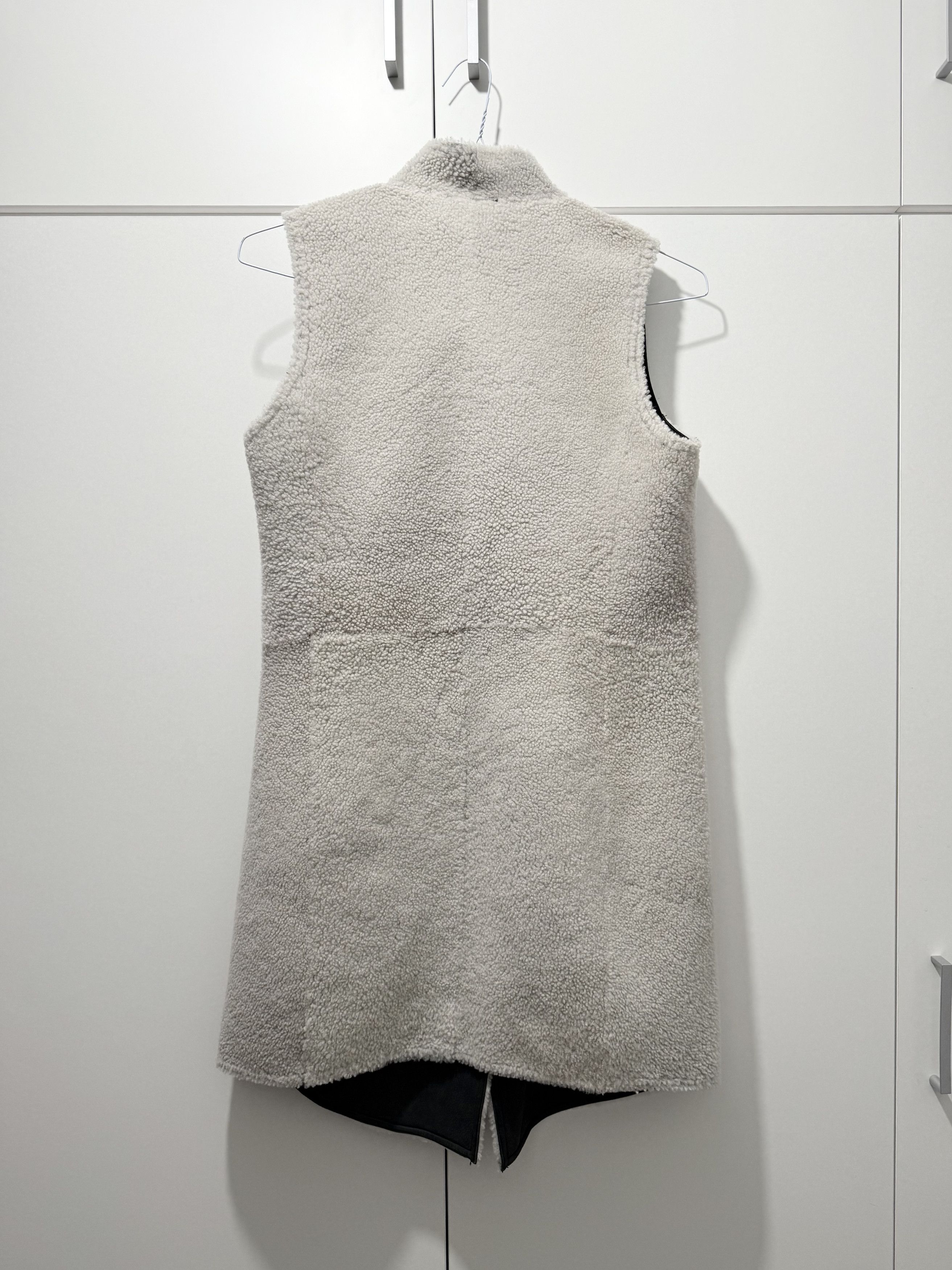 Genuine Leather Real Sheepskin Outervest Shearling Long Jacket Sleveless S-M Size S / US 4 / IT 40 - 3 Thumbnail