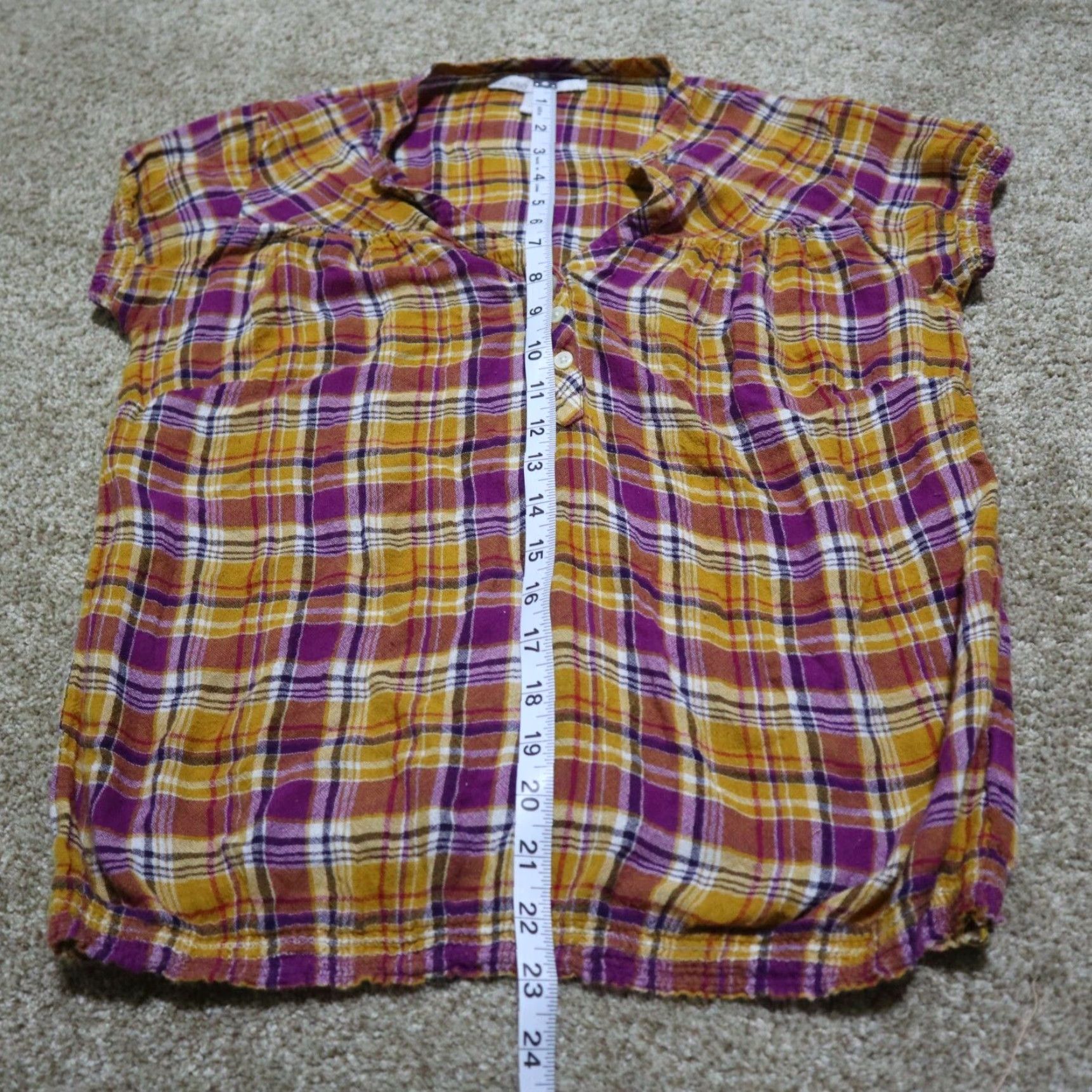 Old Navy Old Navy Shirt Casual Button-Up Plaid Tunic Purple Red 100% Cotton Women M Medium Long Sleeve Size M / US 6-8 / IT 42-44 - 5 Thumbnail