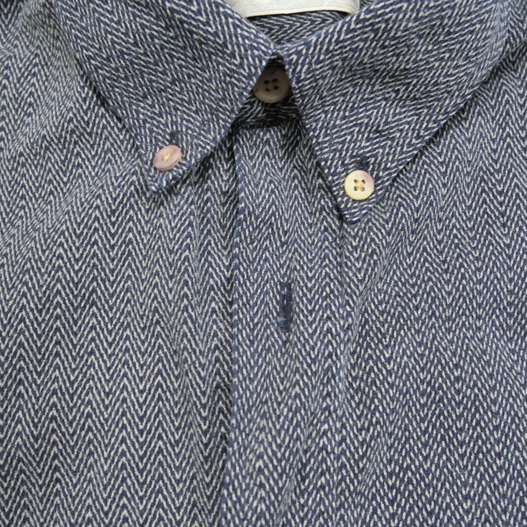 Murano VINTAGE Murano Shirt Mens L Blue Tan Button Up Herringbone Twill Cotton Size US L / EU 52-54 / 3 - 5 Thumbnail