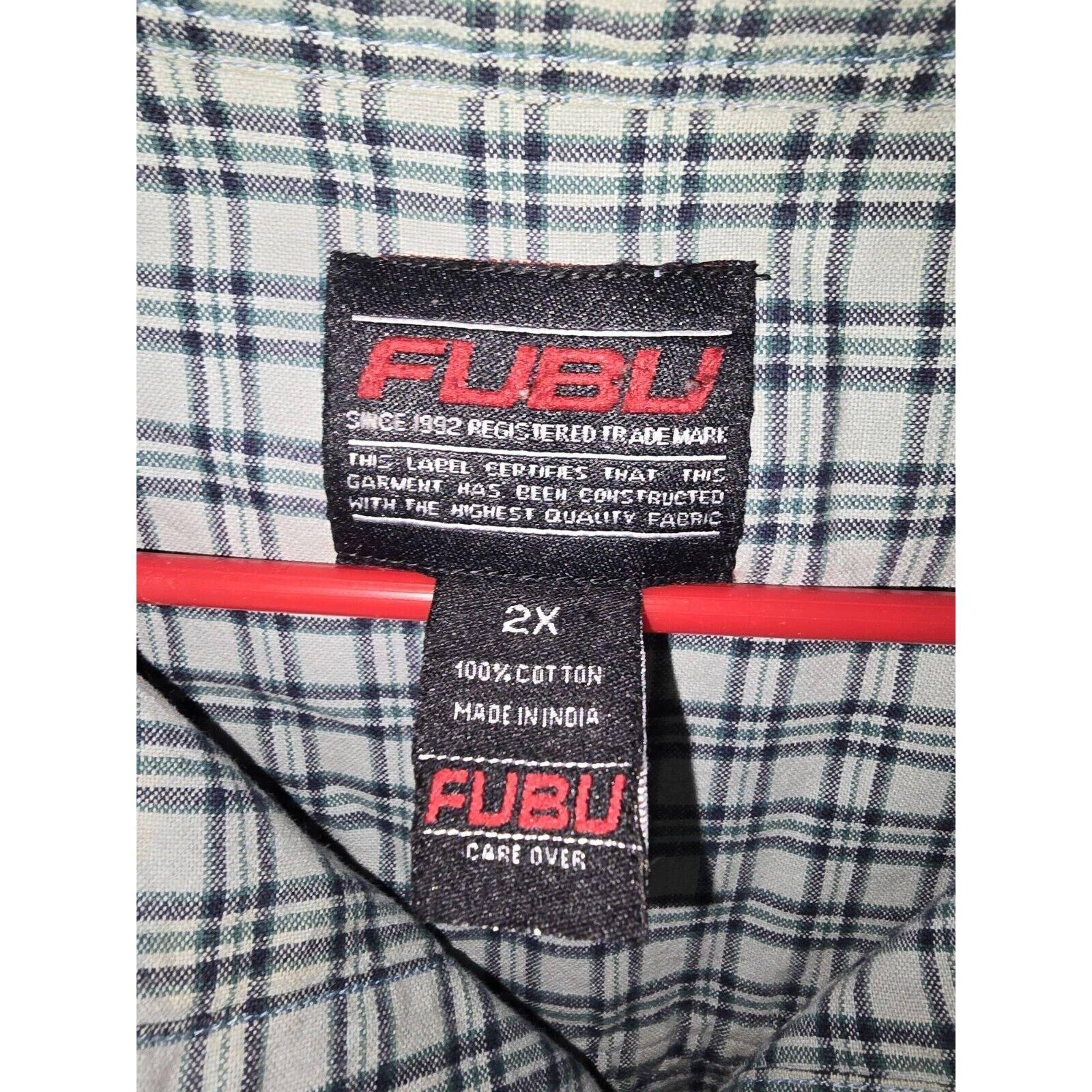 Fubu FUBU Mens Button Up Shirt XXL Check Plaid Short Sleeve Y2K Size US XXL / EU 58 / 5 - 4 Thumbnail
