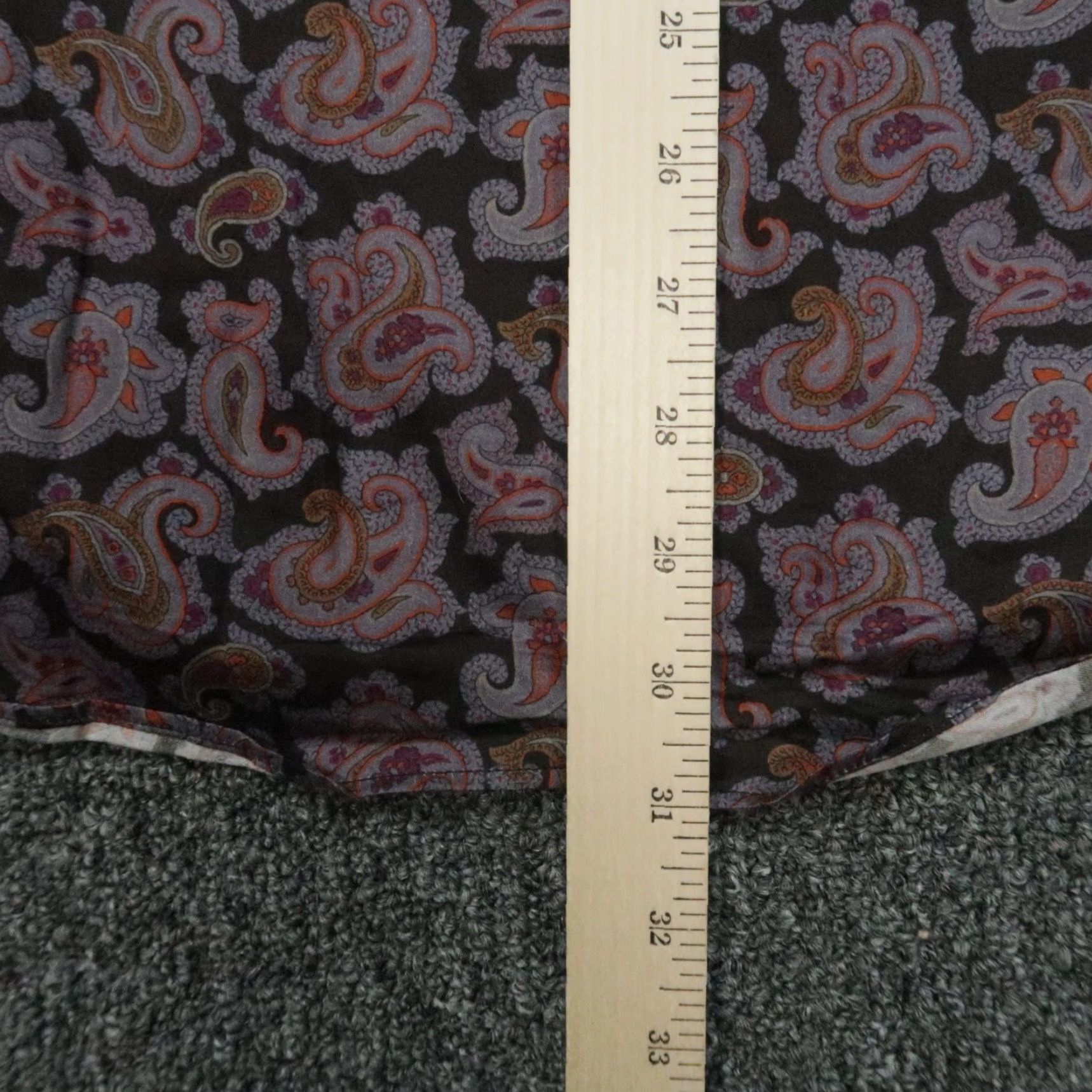 Eton Shirt Men Large Black Paisley Stripe Long Sleeve Button