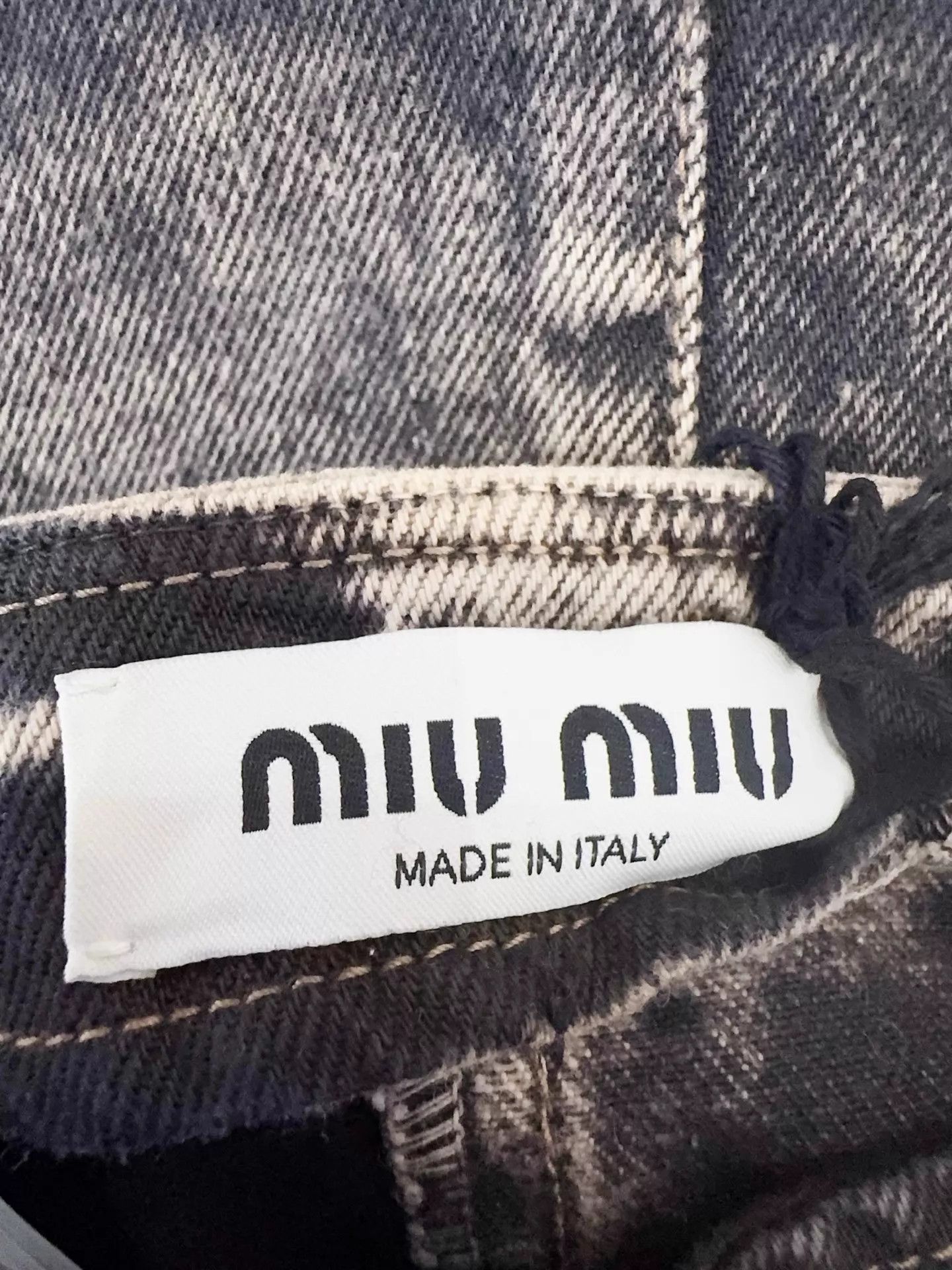 Miu Miu MIUMIU Distressed TieDye Black/Gray Denim Skirt36 Size 25" / US 0 / IT 36 - 4 Thumbnail