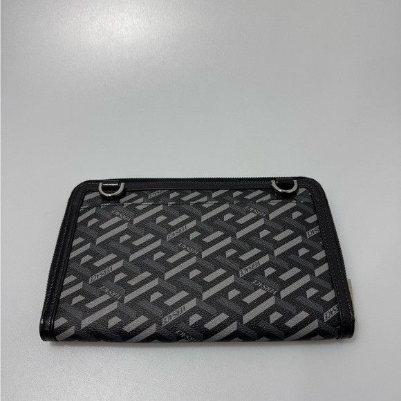 Versace Versace Black La Greca Messenger Bag Black Grey Size ONE SIZE - 2 Thumbnail