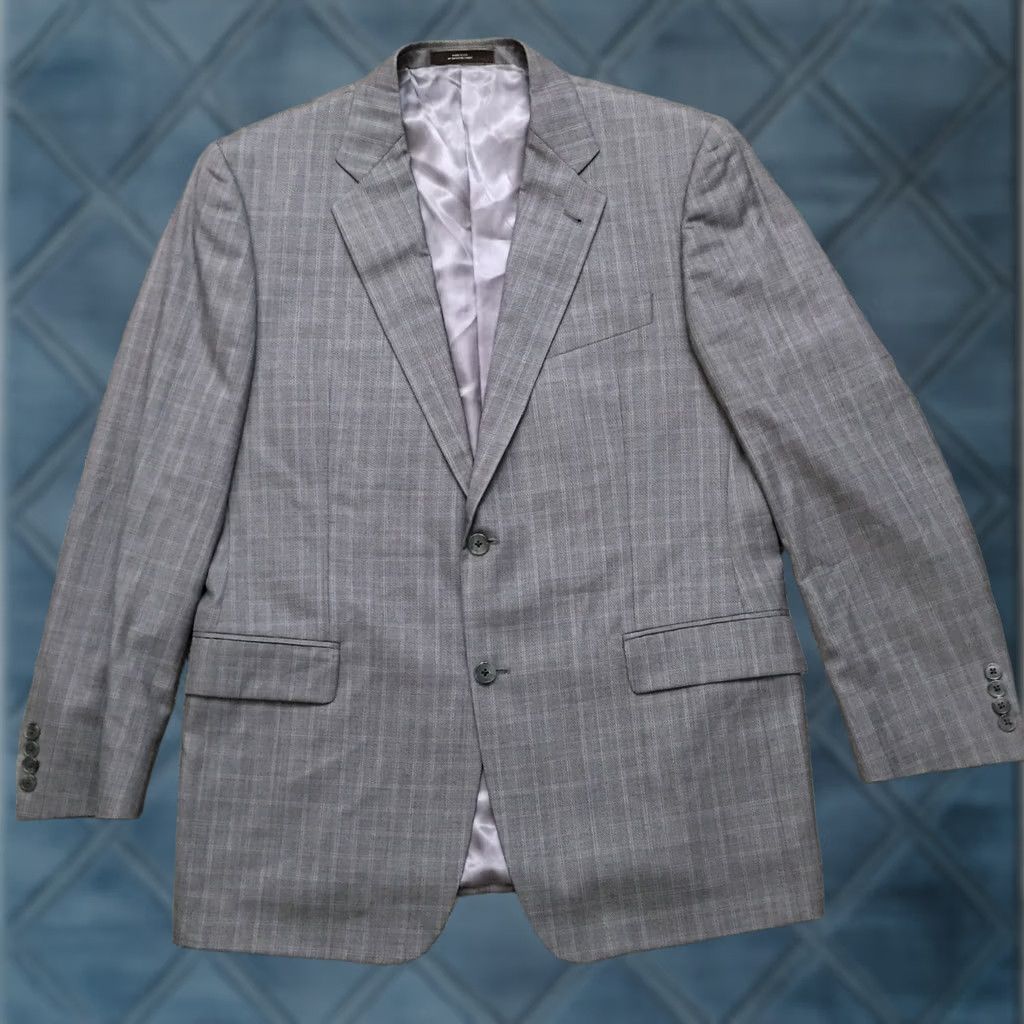 Joseph Abboud Joseph Abboud Blazer Mens 42R Gray Plaid Two-Button Wool Double-Vented Sport Coat Jacket Notch Lapel | Regular Fit | Gray Wool Blazer Mens 42R Size 42R - 1 Thumbnail
