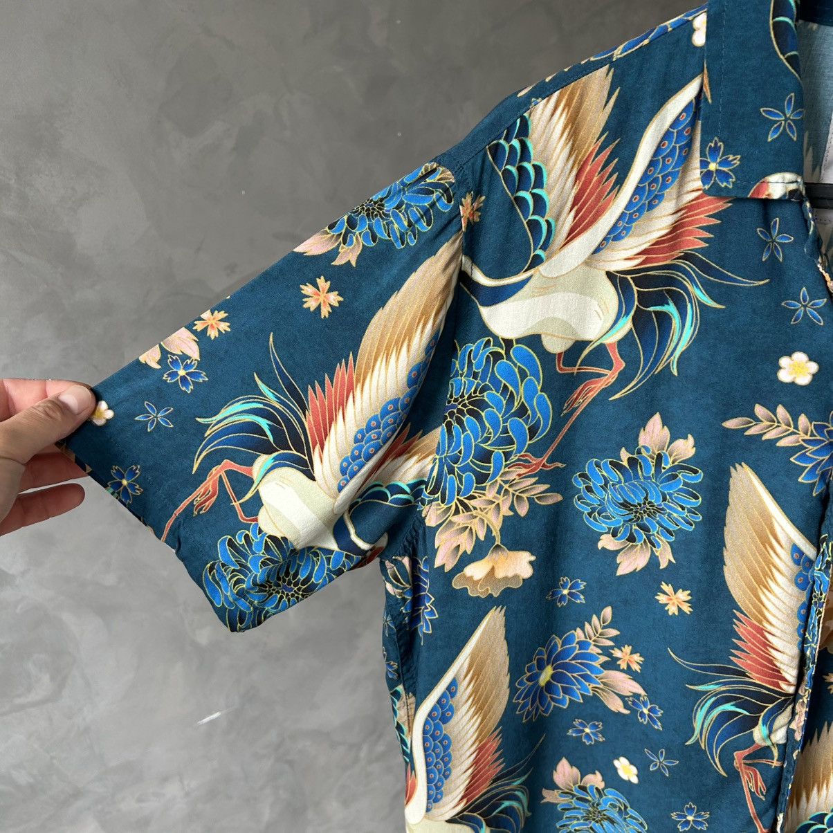 Percival Percival Bird Flowers Pattern Hawaiian Shirt M Size US M / EU 48-50 / 2 - 6 Thumbnail