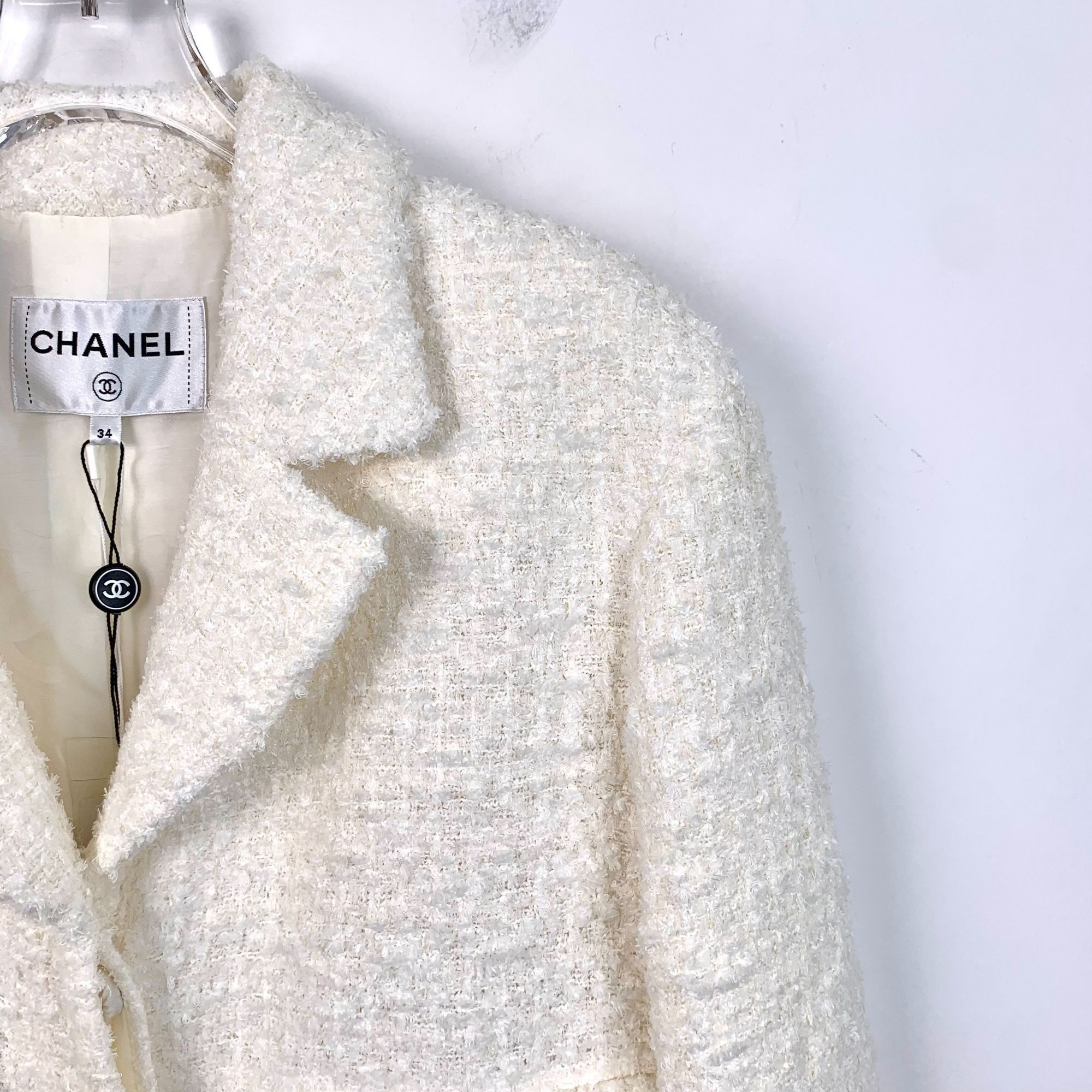Chanel Chanel Womens Ivory Tweed Blazer Jacket Size 34 Size XS / US 0-2 / IT 36-38 - 3 Thumbnail