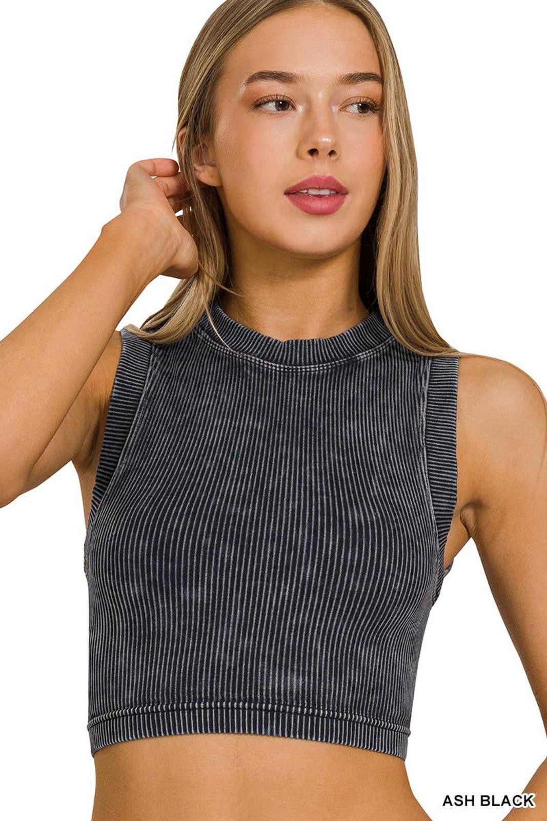 Other Stone Washed Ribbed Seamless Crop Tank Top Zenana Size S / US 4 / IT 40 - 3 Thumbnail