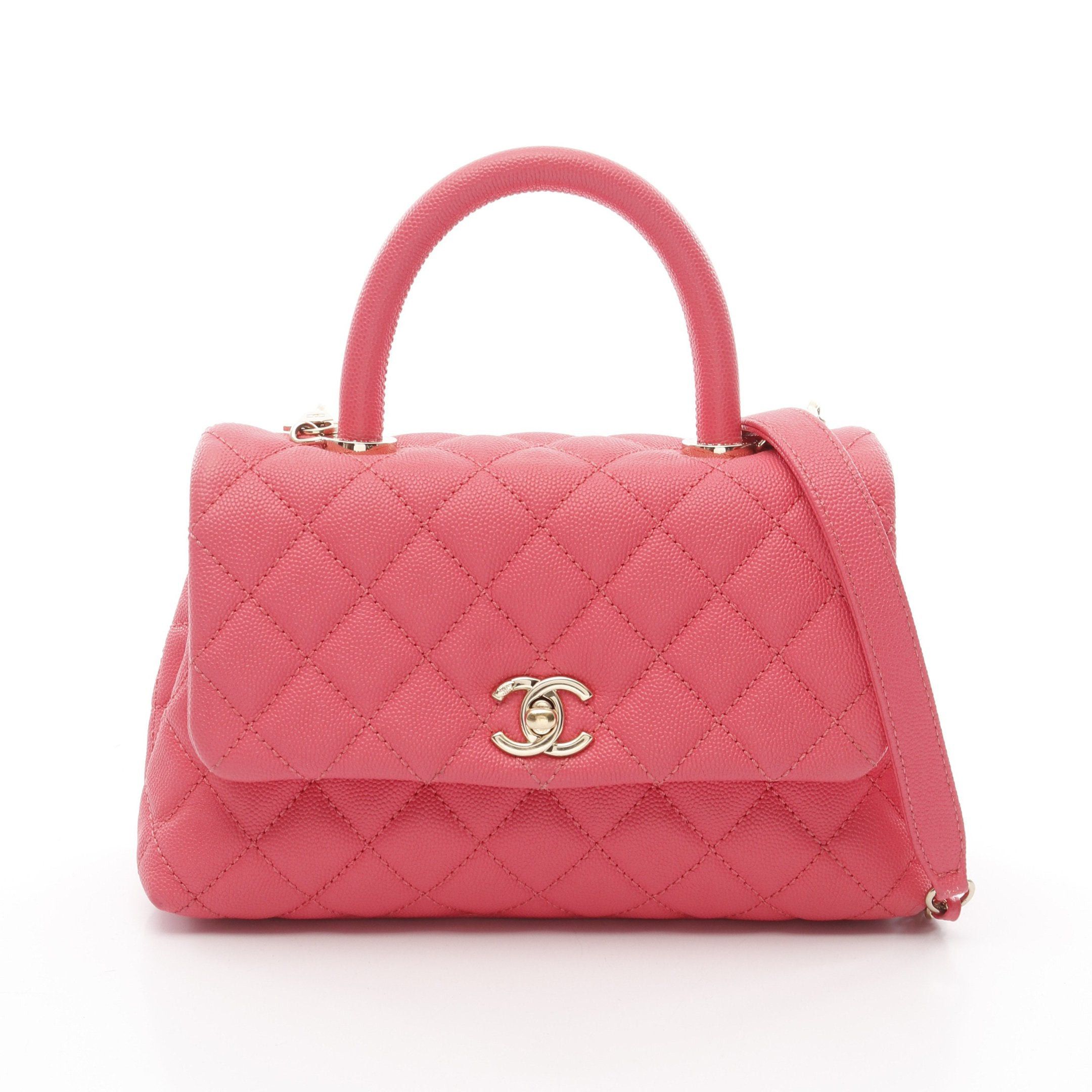 Chanel Chanel Coco Handle Flap Matelasse Handbag Caviar Skin Pink Gold Hardware Size ONE SIZE - 1 Thumbnail