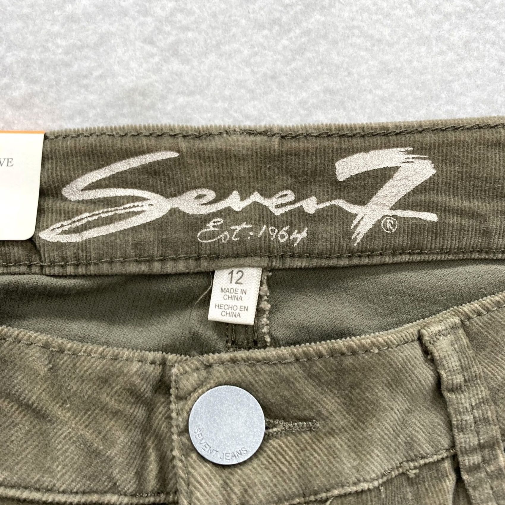 Vintage Seven7 Corduroy Skinny Pants Womens 12 Dusty Olive Ultra High Rise Stretch NWT Pants Size 34" / US 12 / IT 48 - 4 Thumbnail
