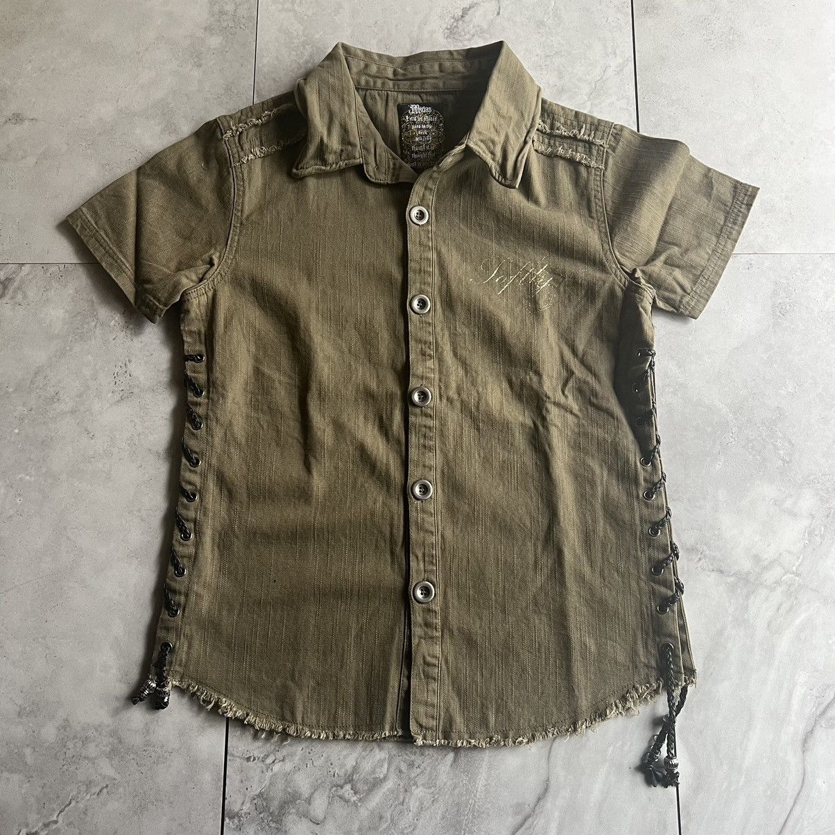 image of Midas "lace Up" Button Up in Green, Men's (Size Medium)