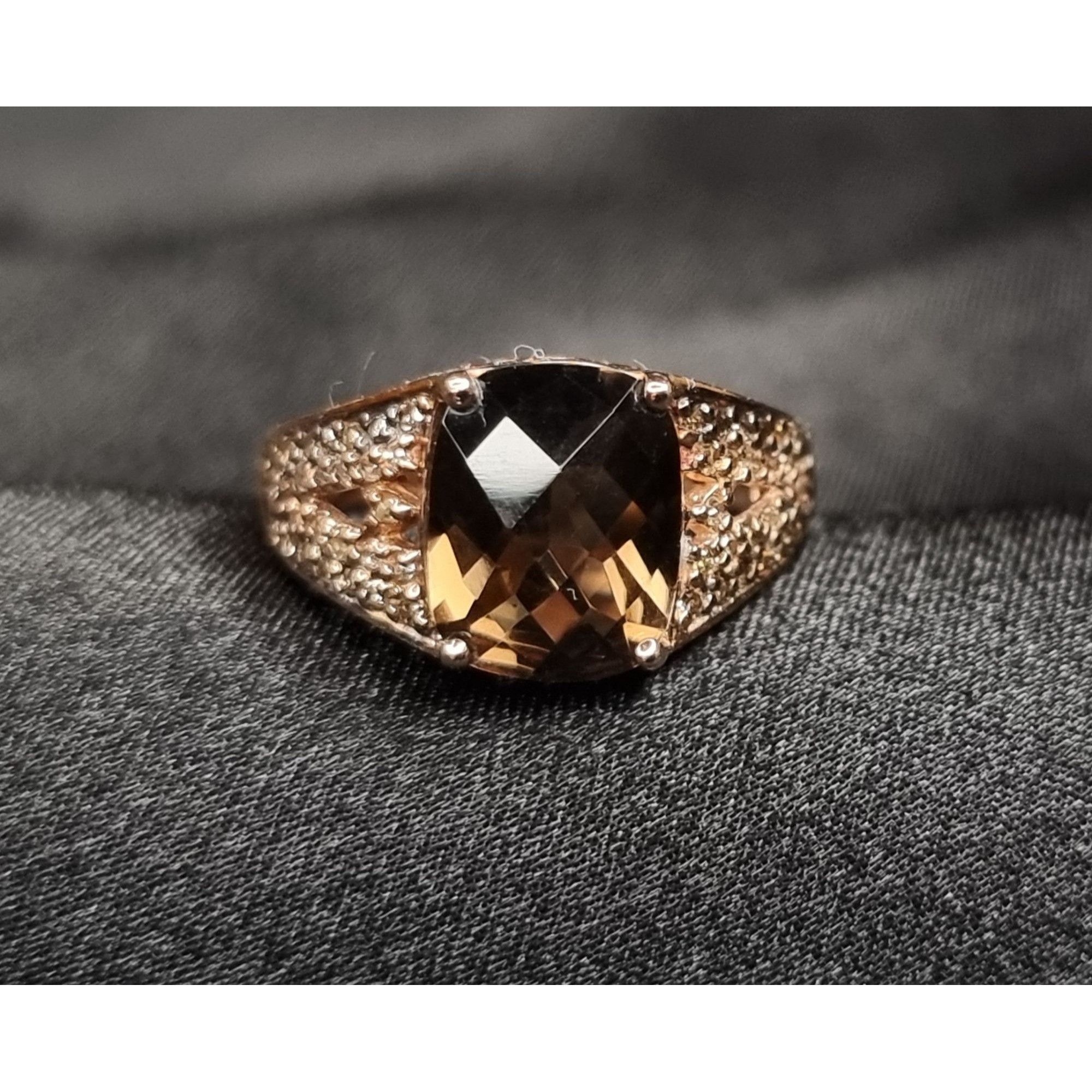 Vintage Smoky Quartz Gemstone Ring 925 Sterling Silver Size ONE SIZE - 1 Thumbnail
