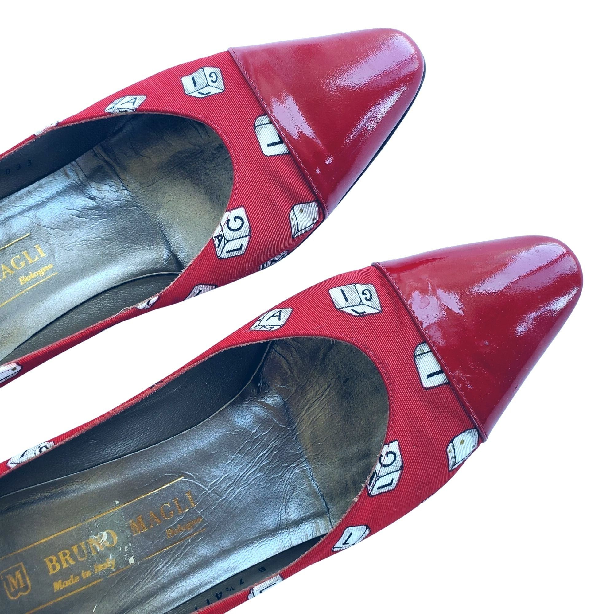Bruno Magli Bruno Magli 80s Vintage Red Heels 7.5 Novelty Dice Leather C Size US 7.5 / IT 37.5 - 9 Thumbnail