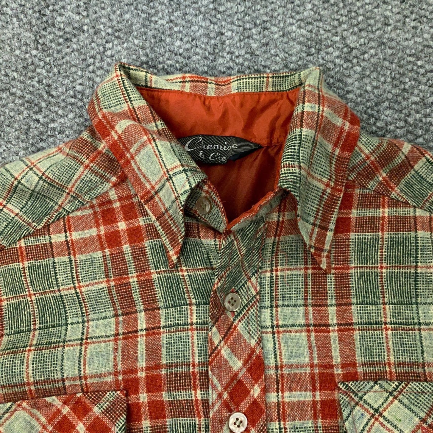 Vintage VINTAGE Chemise Et Cie Flannel Shirt Mens L Red Plaid Lined 70s Button-Up Shirt Mens L Red Plaid 70s Retro Shirt Size US L / EU 52-54 / 3 - 6 Thumbnail