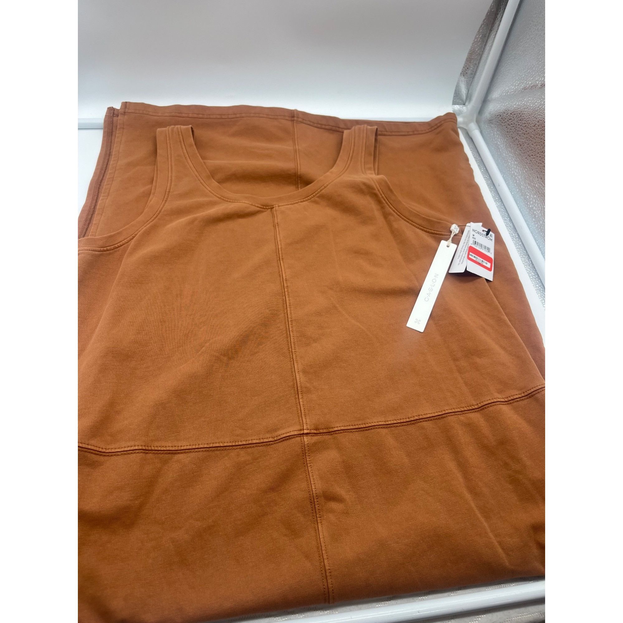 Other CASLON Scoop Neck Paneled Tank Dress In Washed Rust Argan Oi Size M / US 6-8 / IT 42-44 - 10 Thumbnail