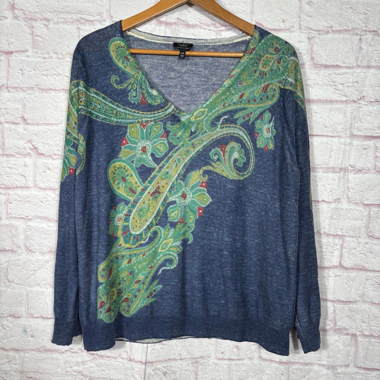 Other Talbots Paisley Merino Wool V-Neck Sweater 3XP Size M / US 6-8 / IT 42-44 - 1 Thumbnail