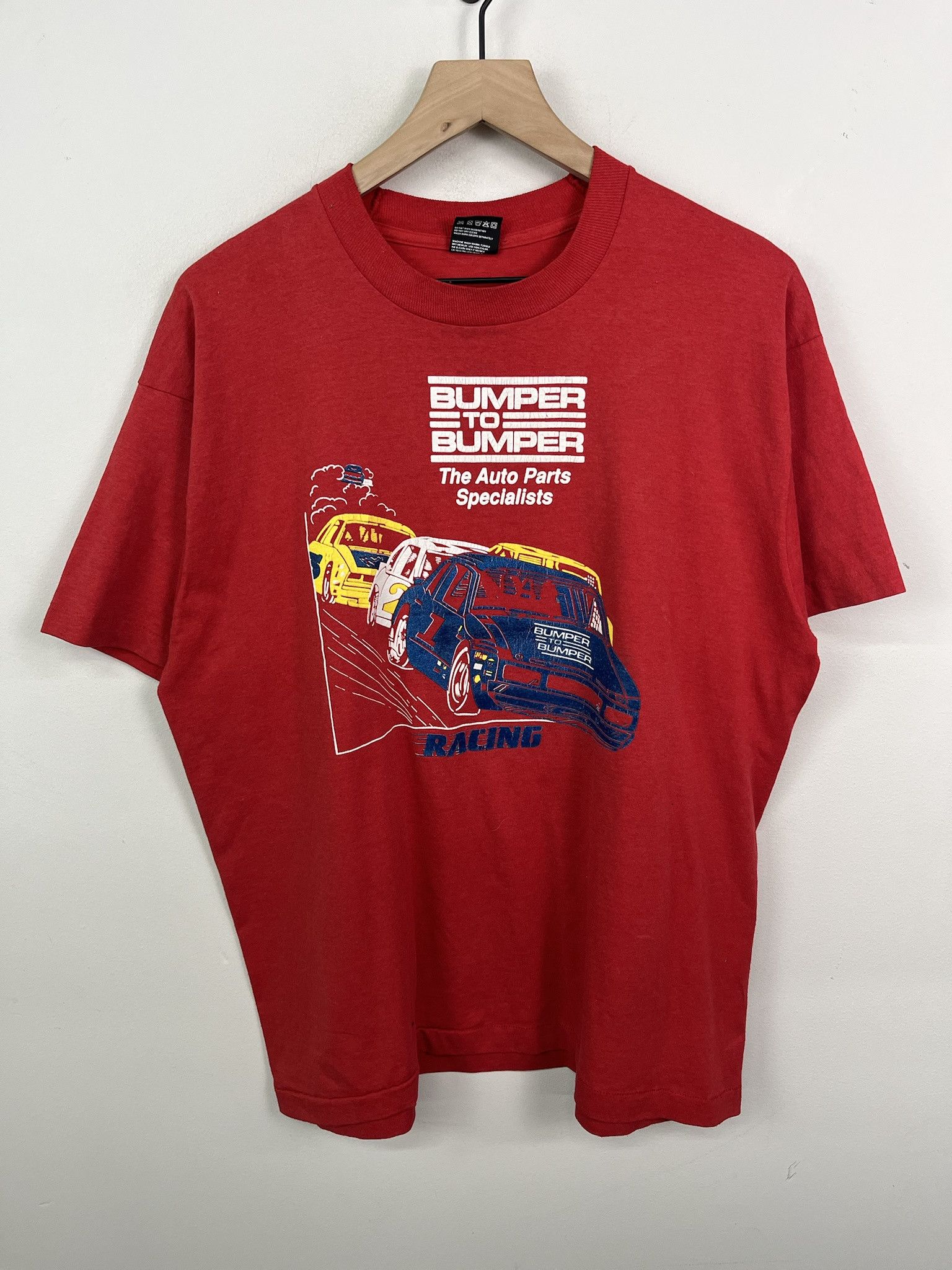 Vintage Vintage 80s Bumper to Bumper Single Stitch Car Racing Tshirt Size XL Size US XL / EU 56 / 4 - 1 Thumbnail