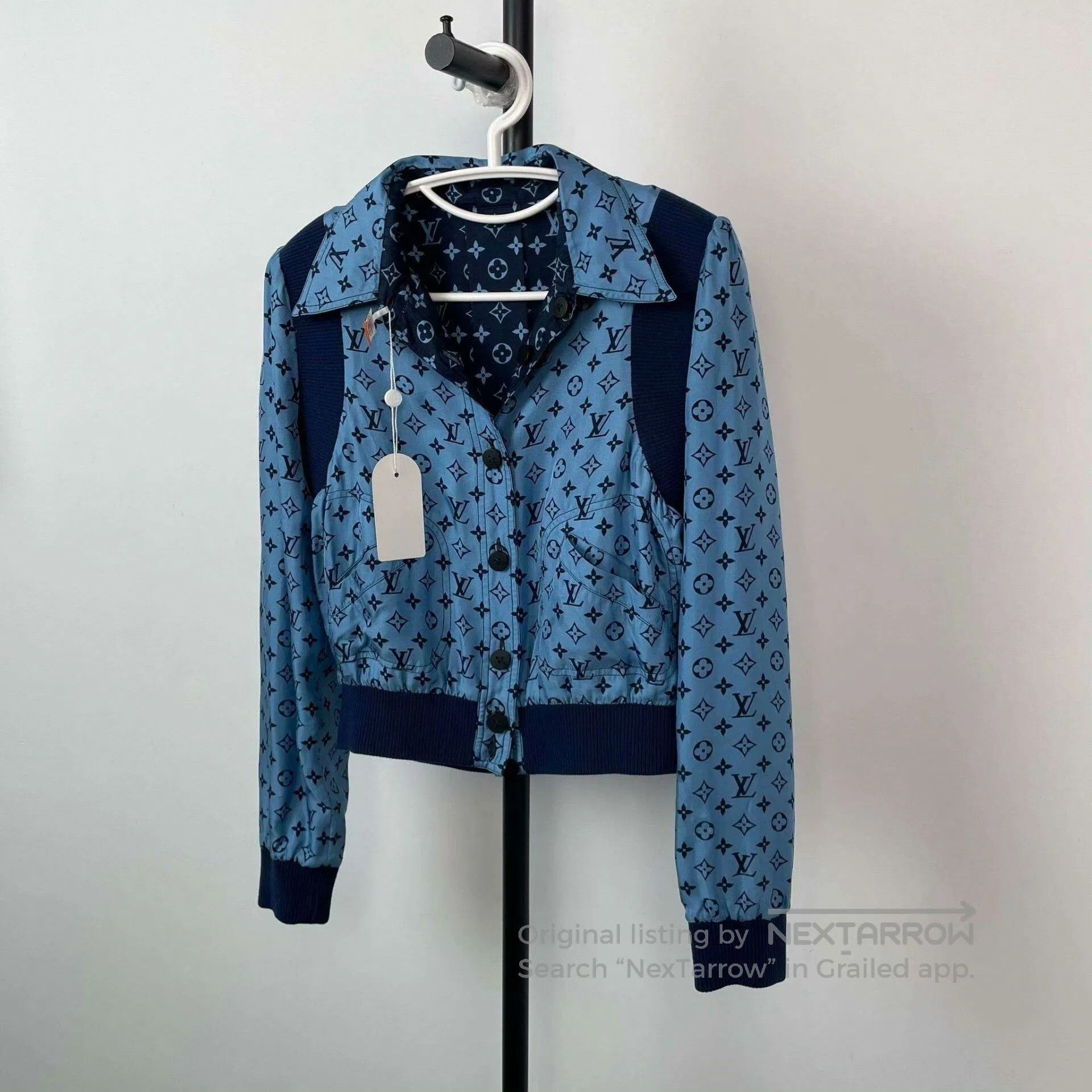 Louis Vuitton Louis Vuitton Blue Silk Monogram Coat. Size XS / US 0-2 / IT 36-38 - 1 Thumbnail