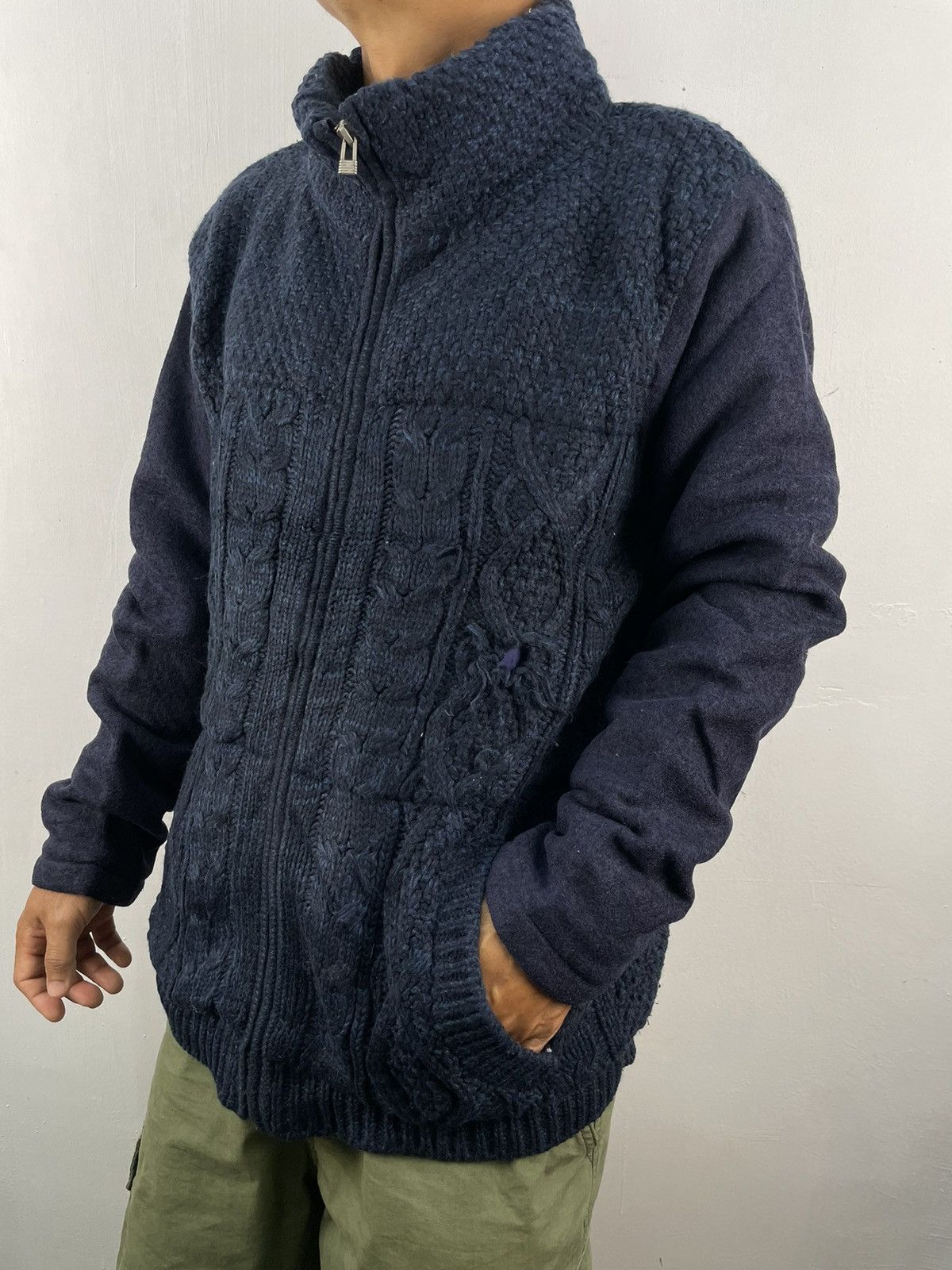 Vintage Vintage Japanese Cable Knitt Varsity Jacket Size US L / EU 52-54 / 3 - 2 Thumbnail