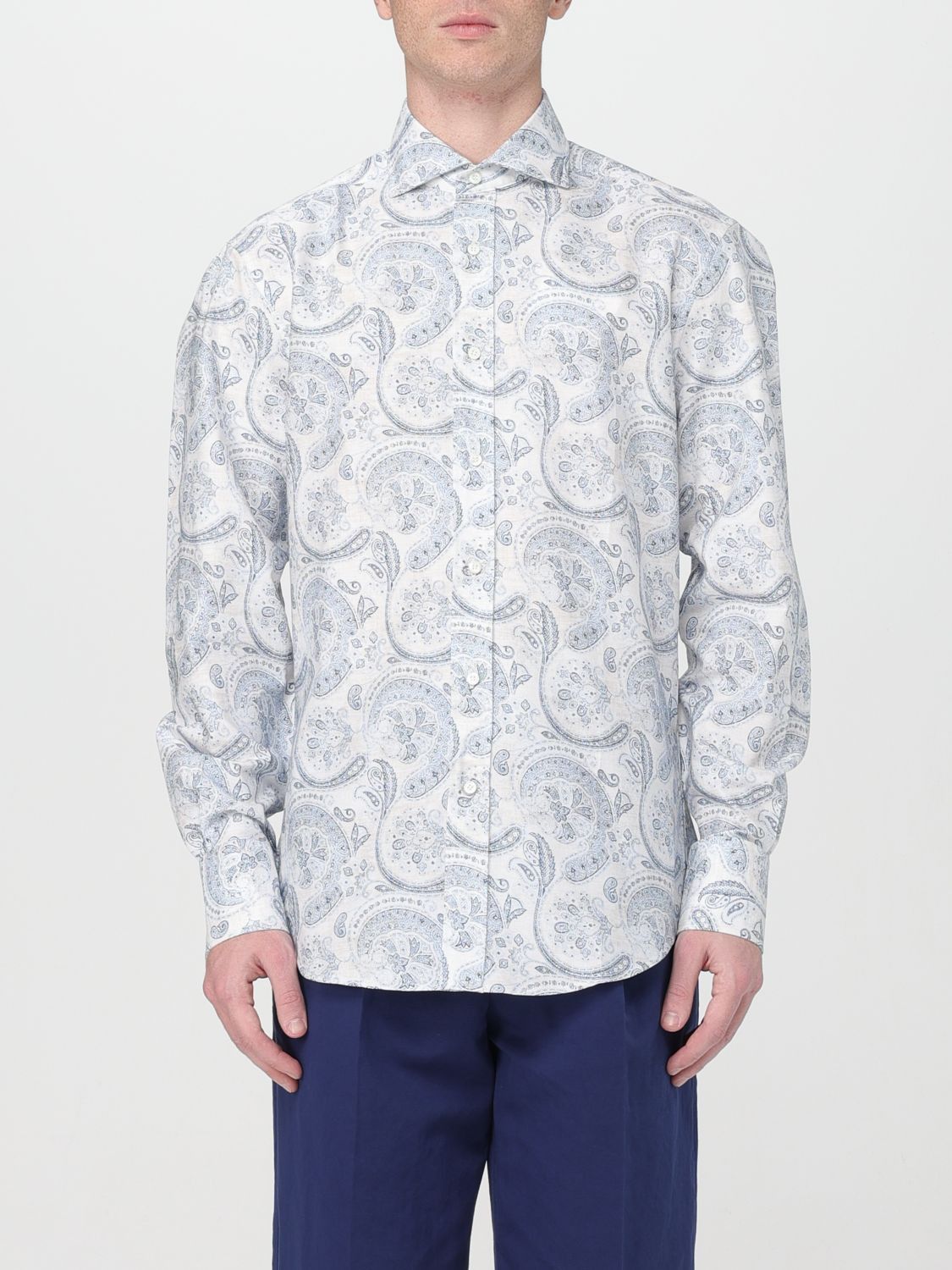 image of Brunello Cucinelli Shirt Men Blue (Size Large)