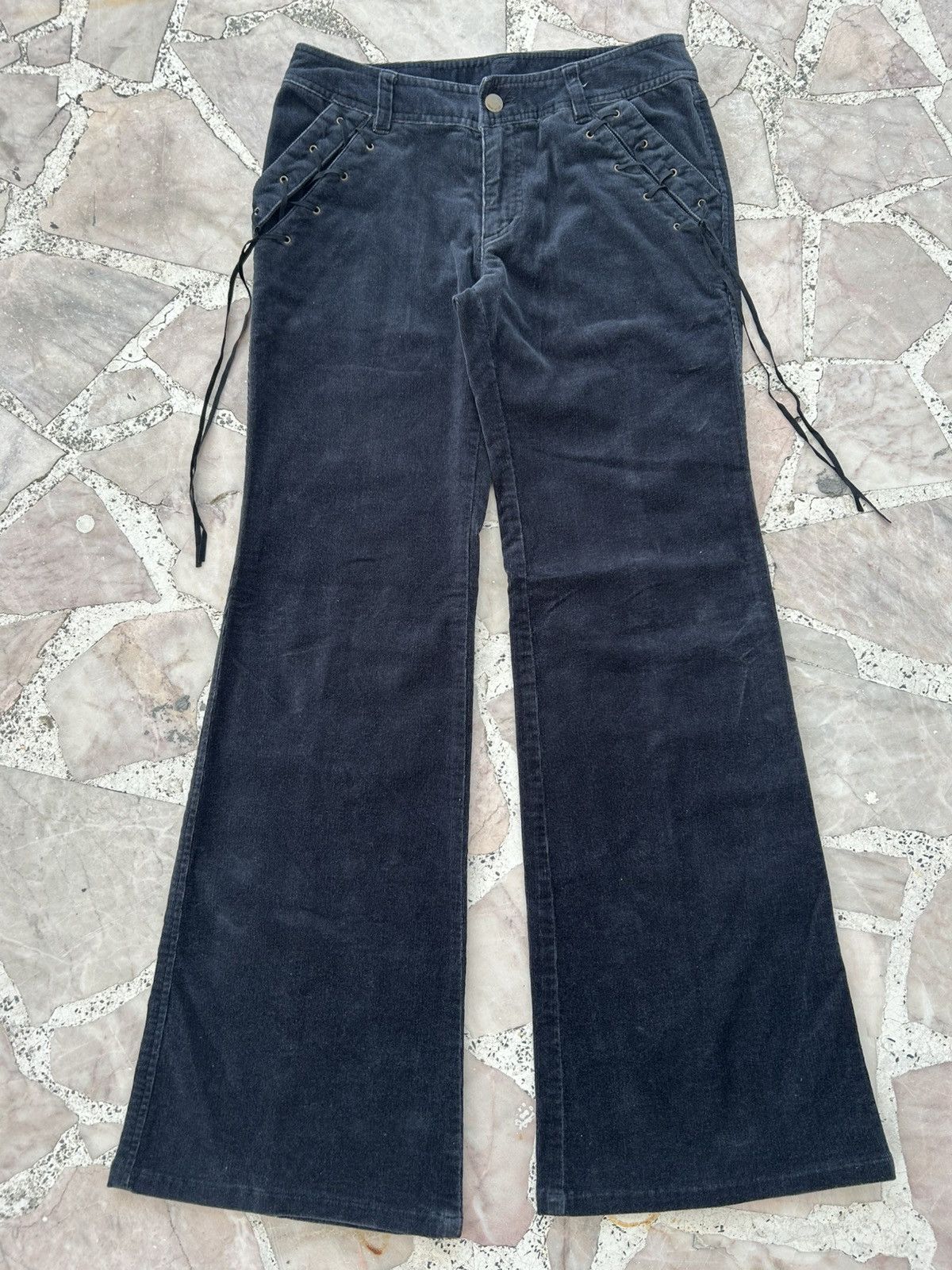 Comme Ca Ism CommeCaIsm Flare Corduroy Pattern Suede Pants Size US 29 - 1 Thumbnail